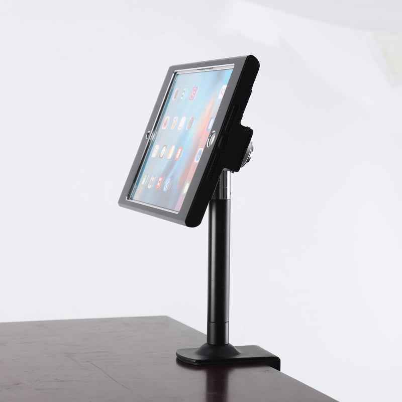 SYSTEM-S Stangen Halterung mit Schloss Befestigung aus Metall in Schwarz für iPad Mini