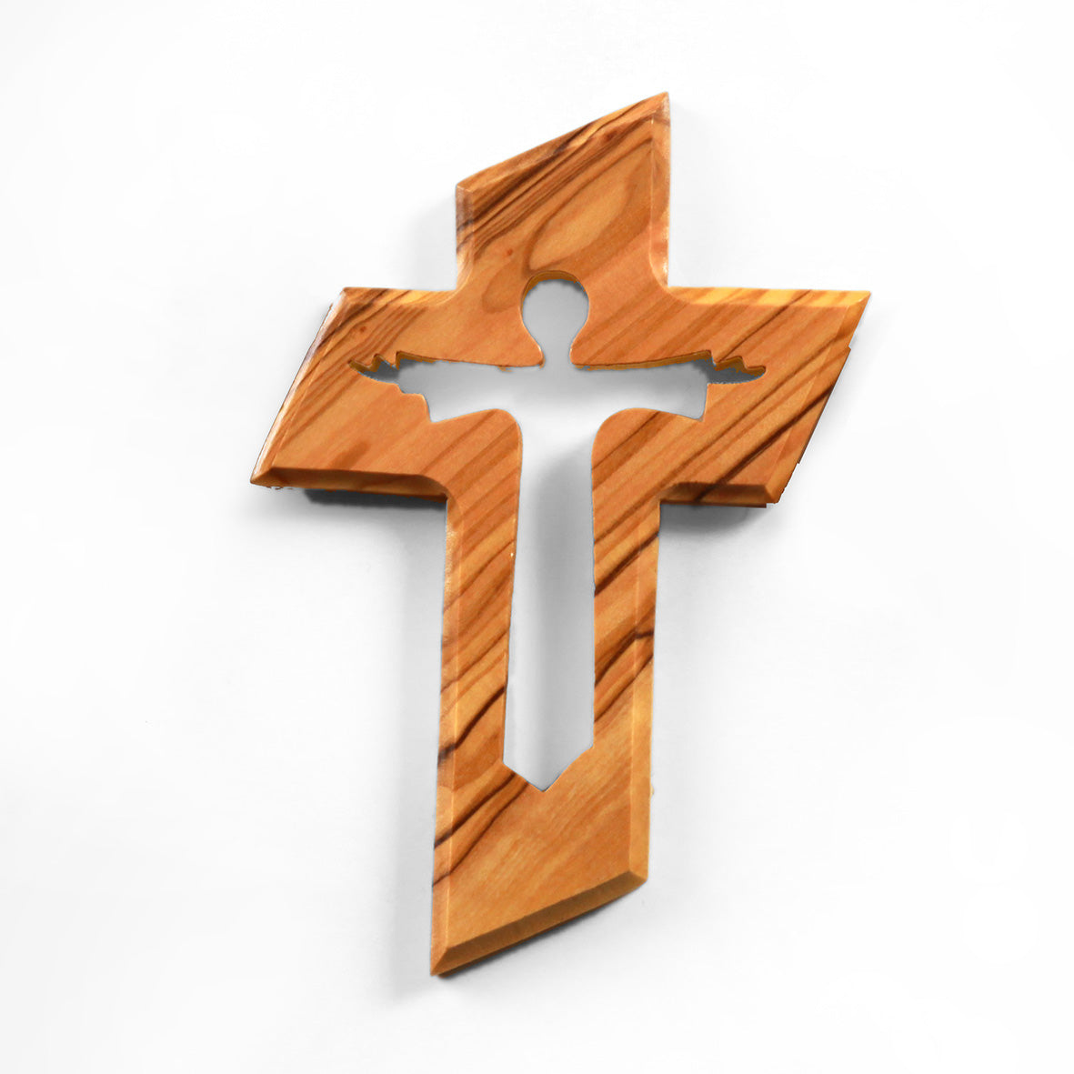 Olivenholz Wandkreuz von Zeus mit Auferstandenem Jesus, naturbelassenes Design