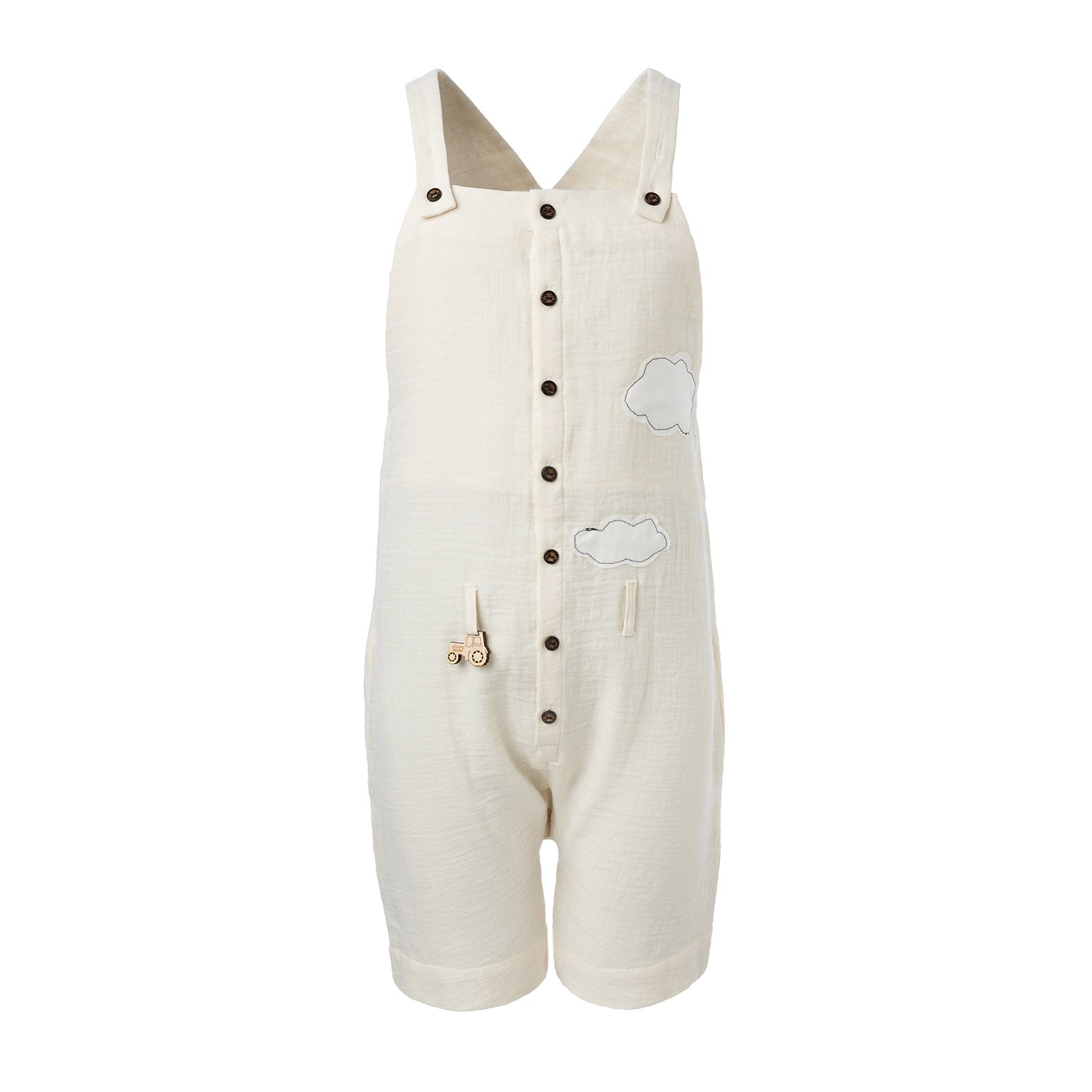 Kids' Cotton Farmer Dungaree in Off-white-0