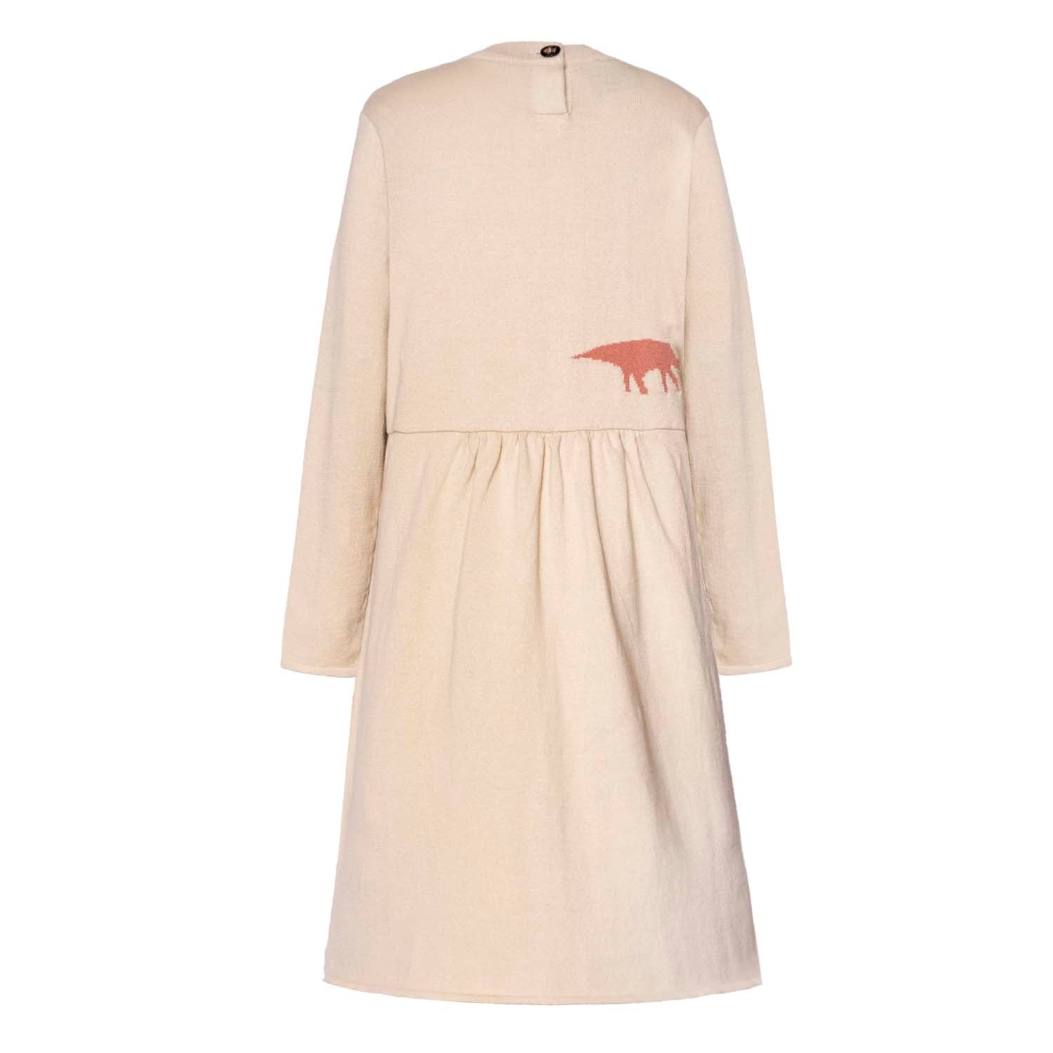 Beige Knitted Dress for Girls-3