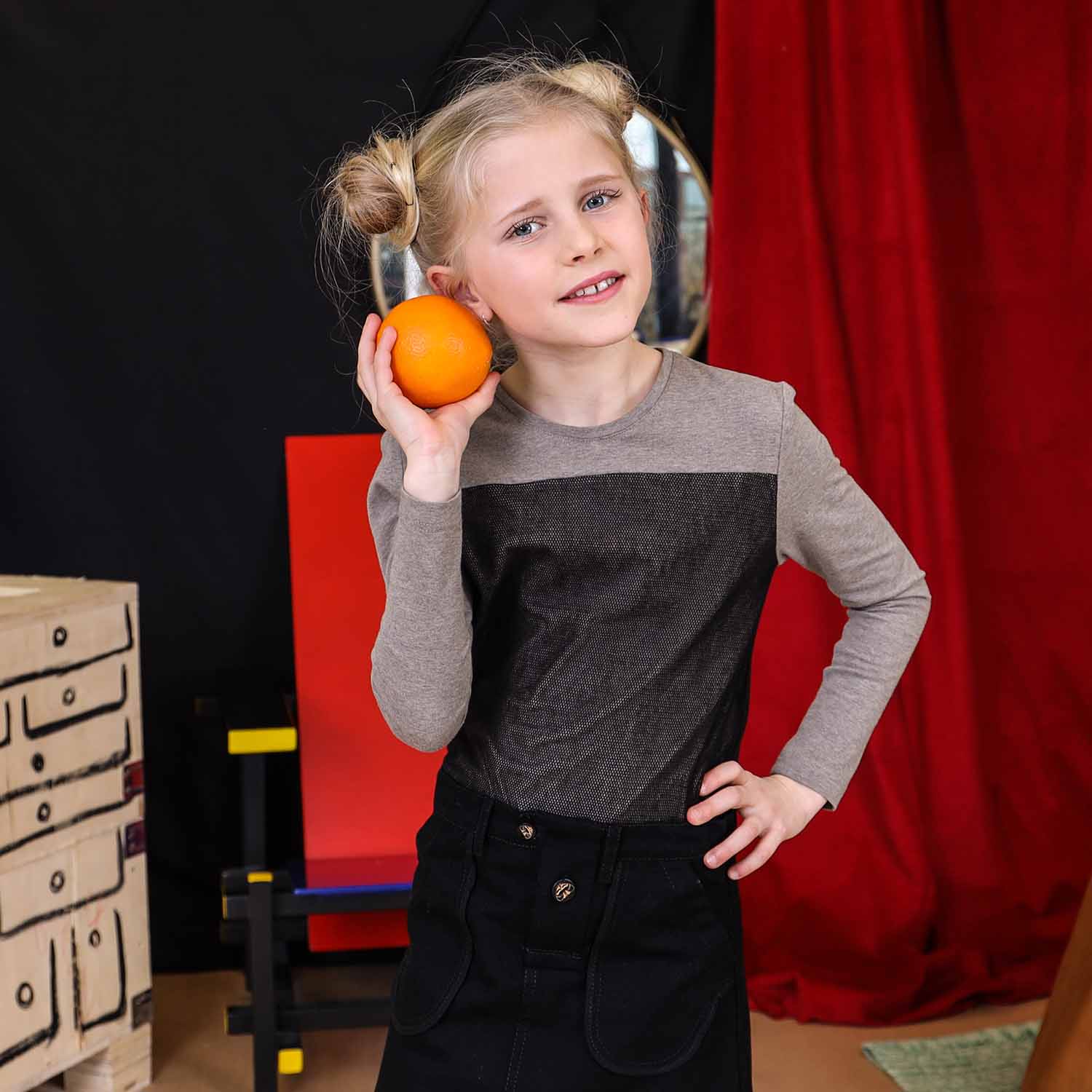 Kids Beige Top with Mesh-1