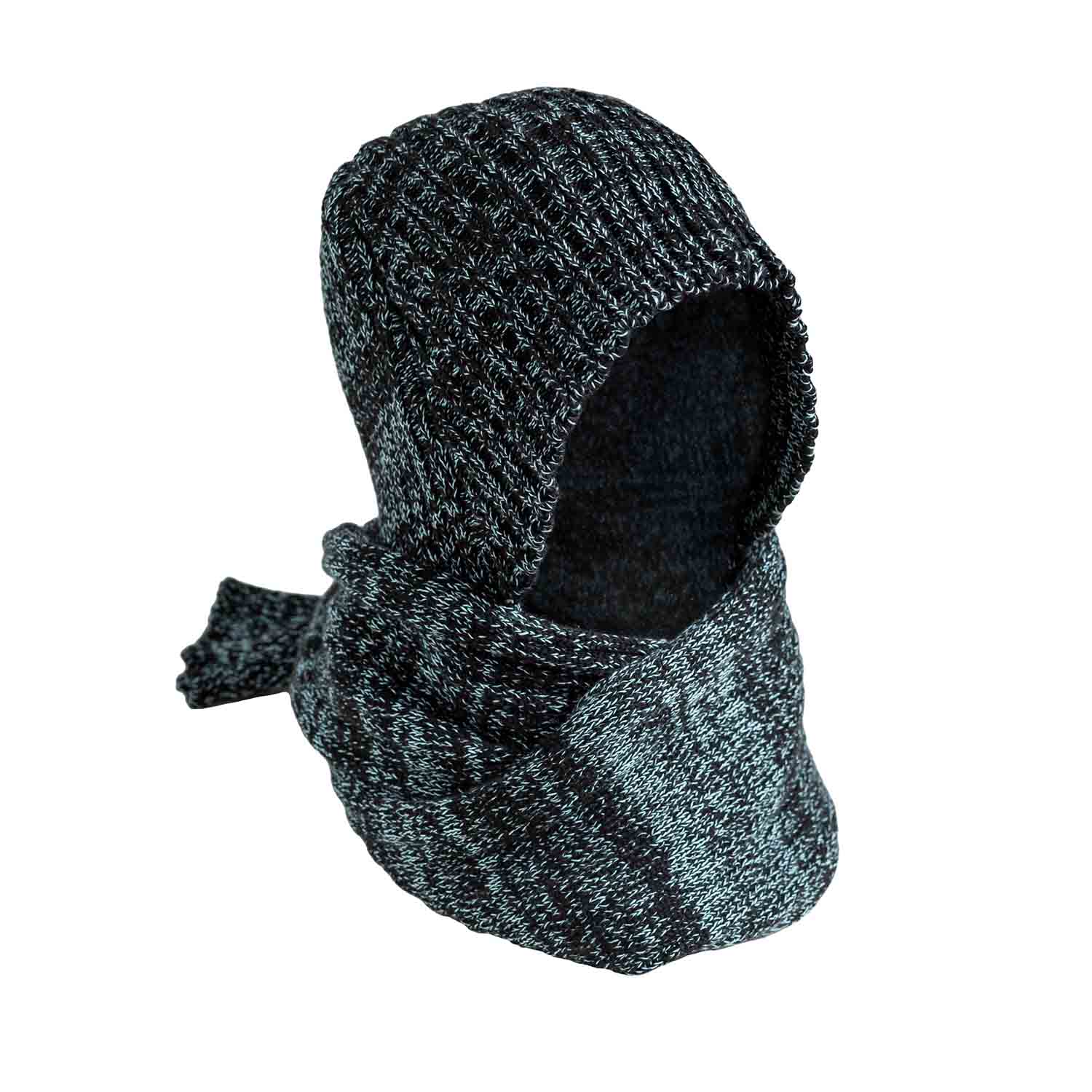 Black and Blue Knitted Hat-Scarf-0