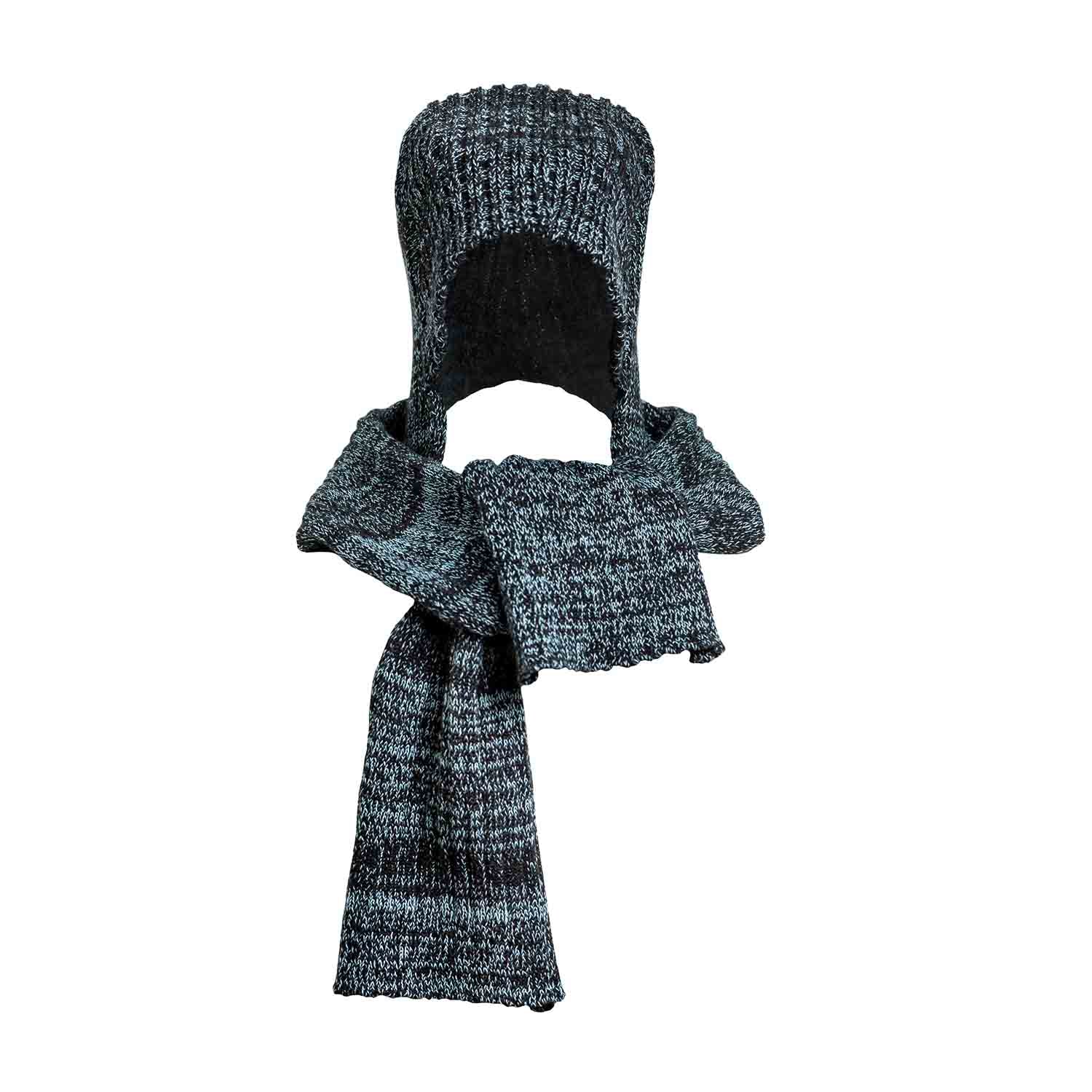 Black and Blue Knitted Hat-Scarf-1