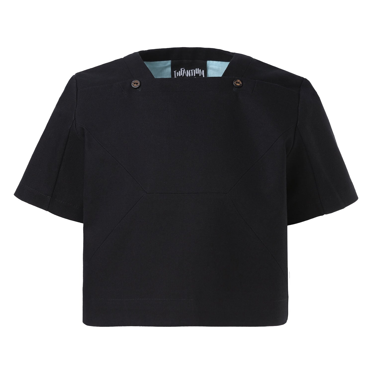 Black Crop Top with Floral Embroidery-0