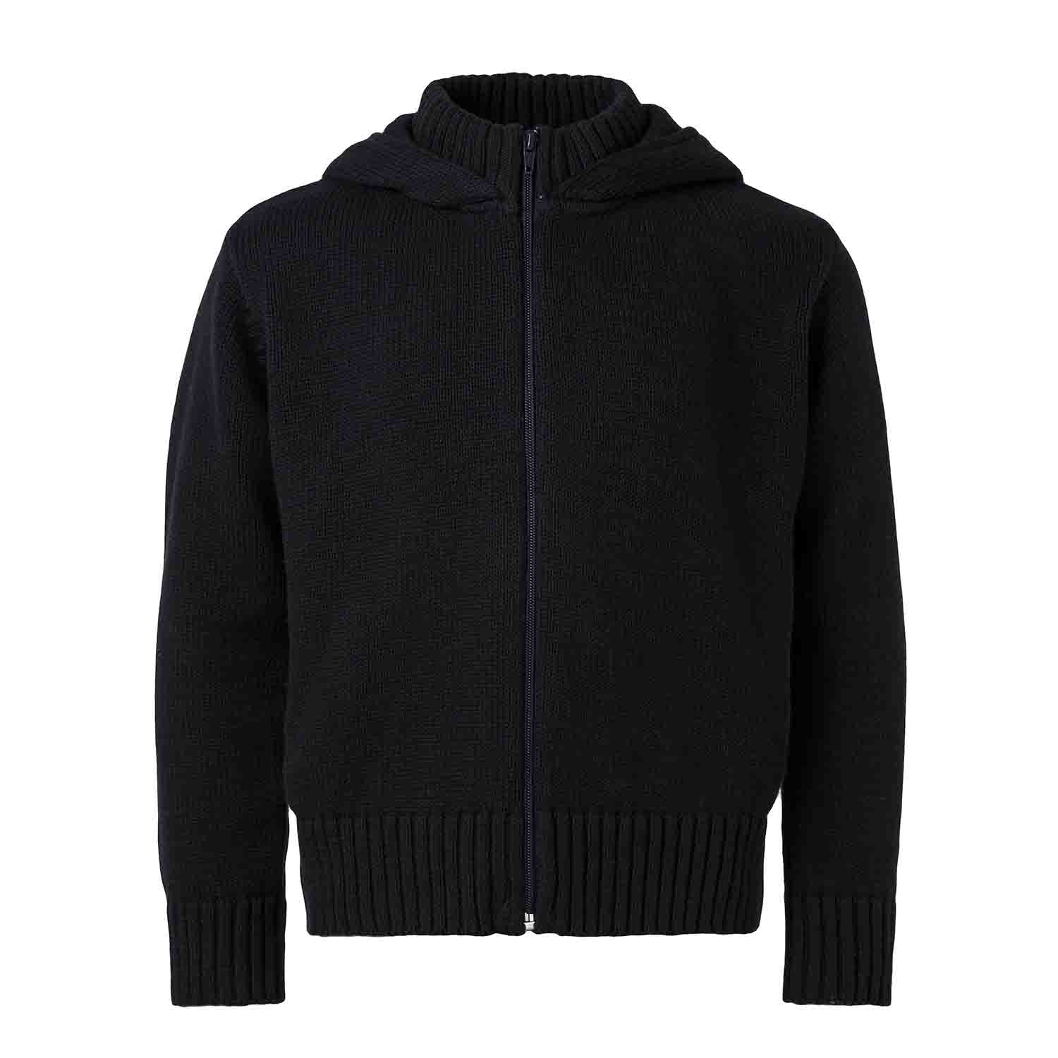 Black Knitted Kids Hoodie with Orangutan-3