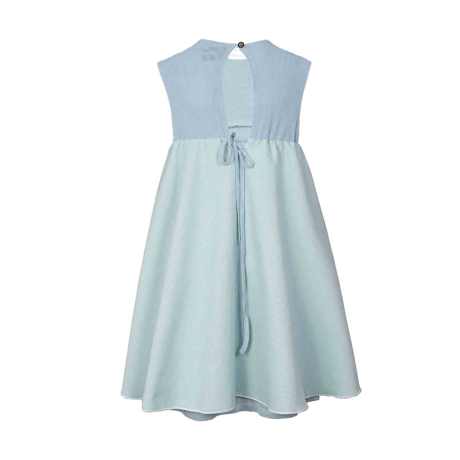 Green Baby Doll Dress with Blue Mesh-2