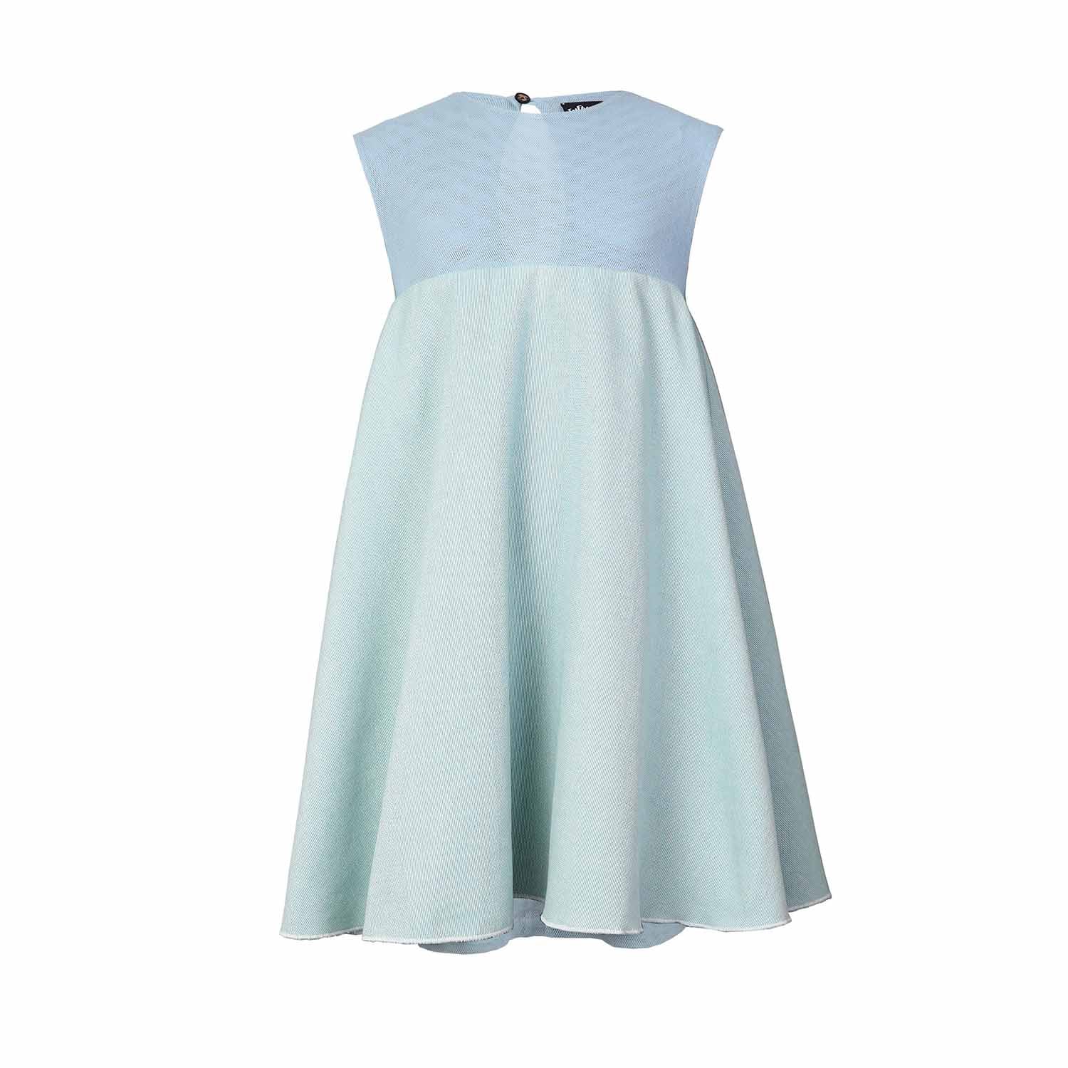 Green Baby Doll Dress with Blue Mesh-0