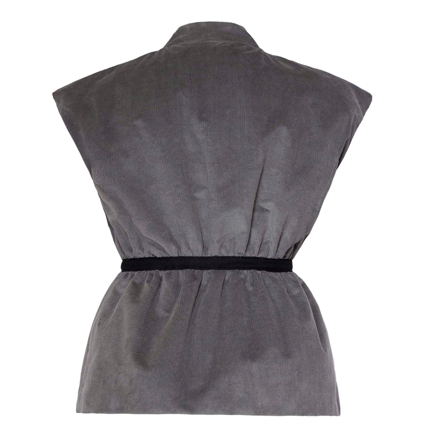 Grey Velvet Sleeveless Kids Vest-4