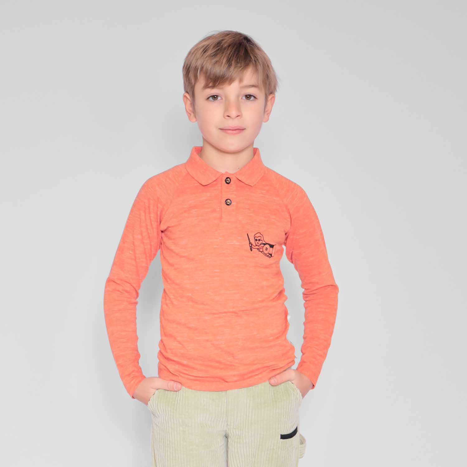 Boys and Girls Orange Polo Shirt-3