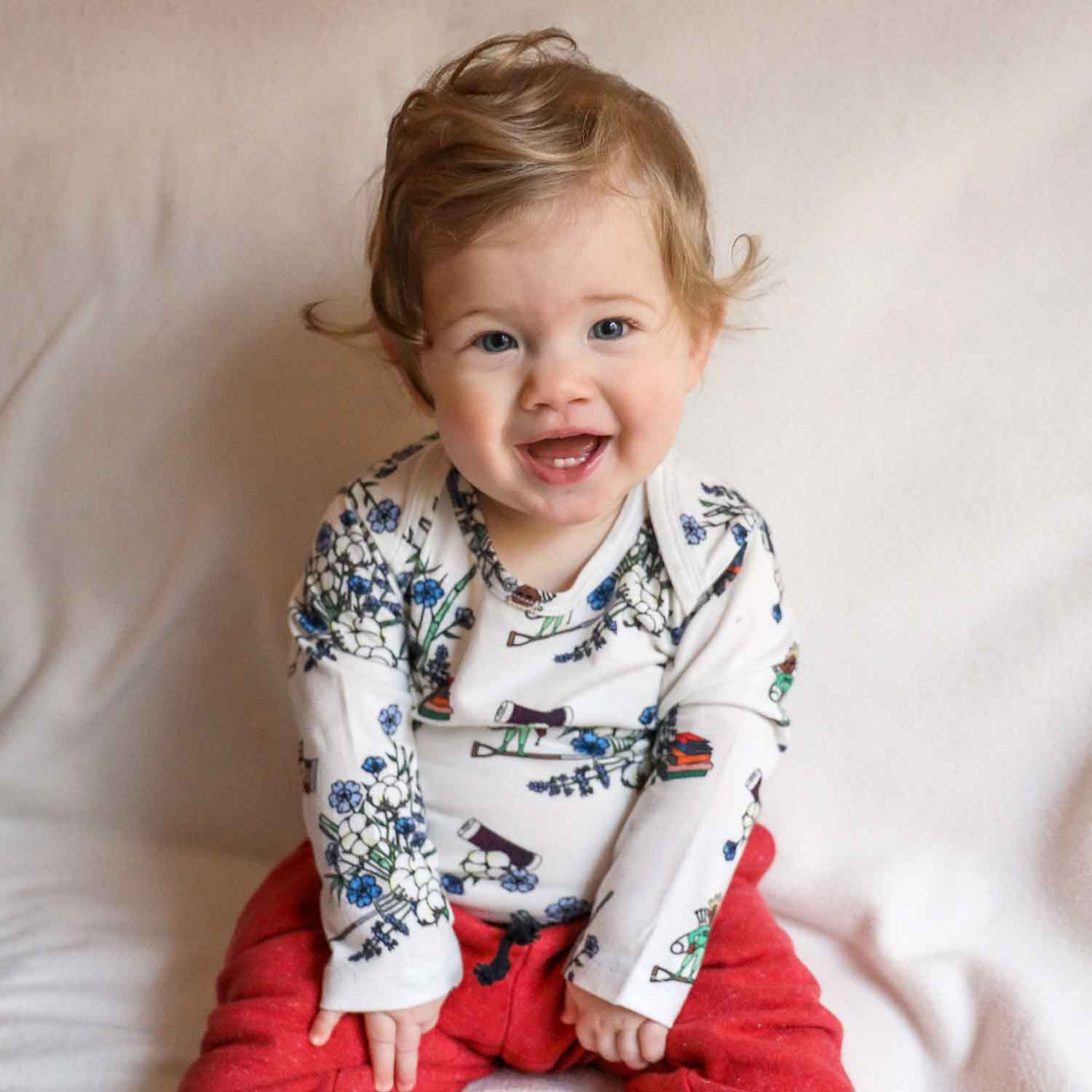 Floral White Baby Onesie-1