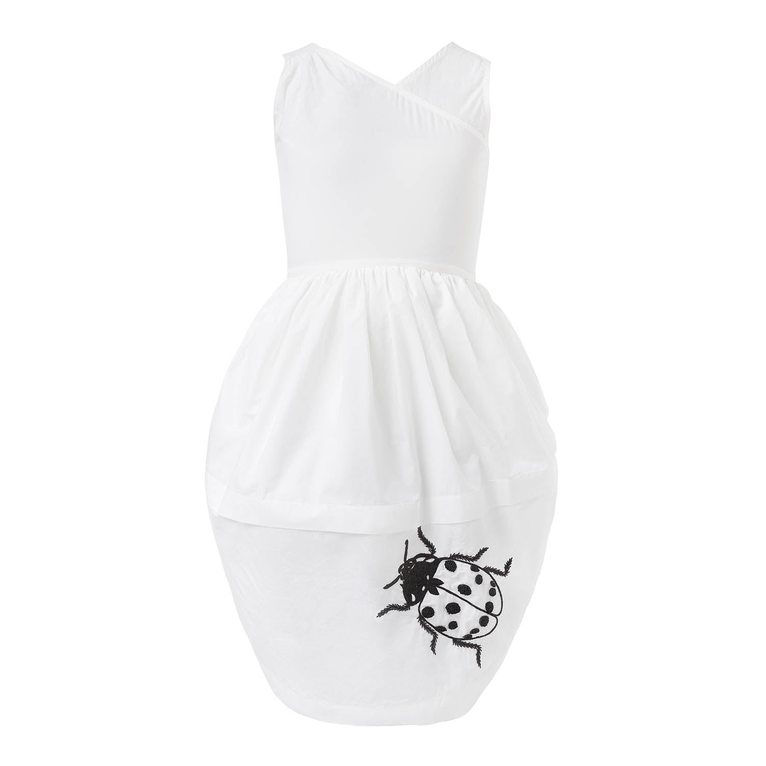 White Dress with Ladybug Hand Embroidery-0
