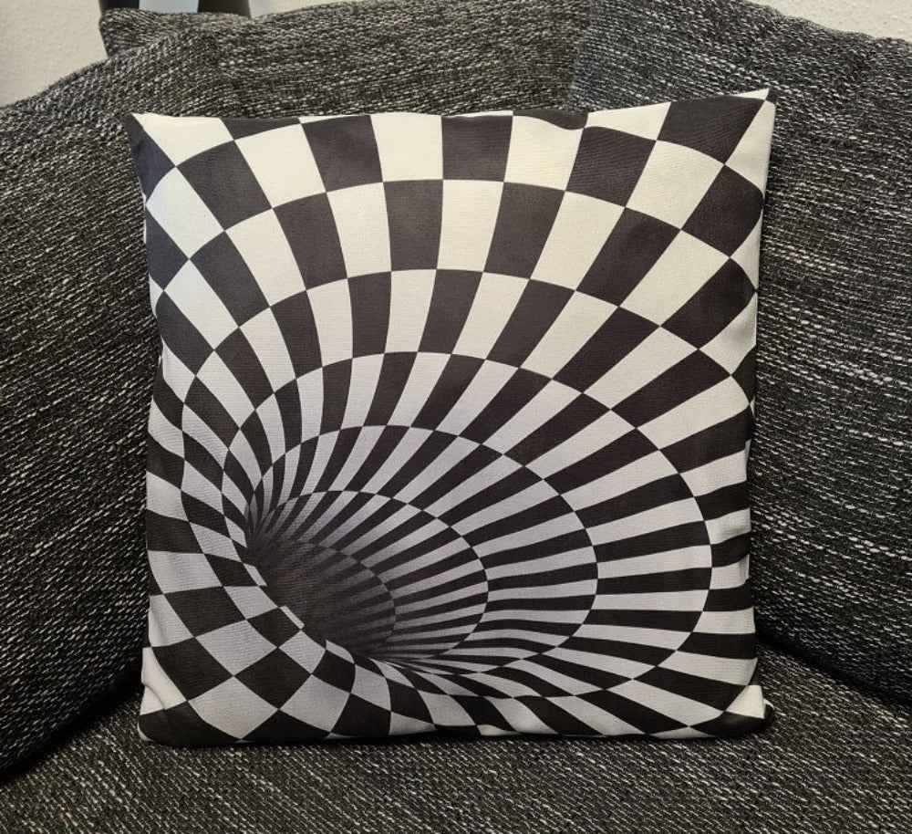 3D Druck Designer Kissenbezug Schwarz- weißer Strudel - 45cm x 45cm