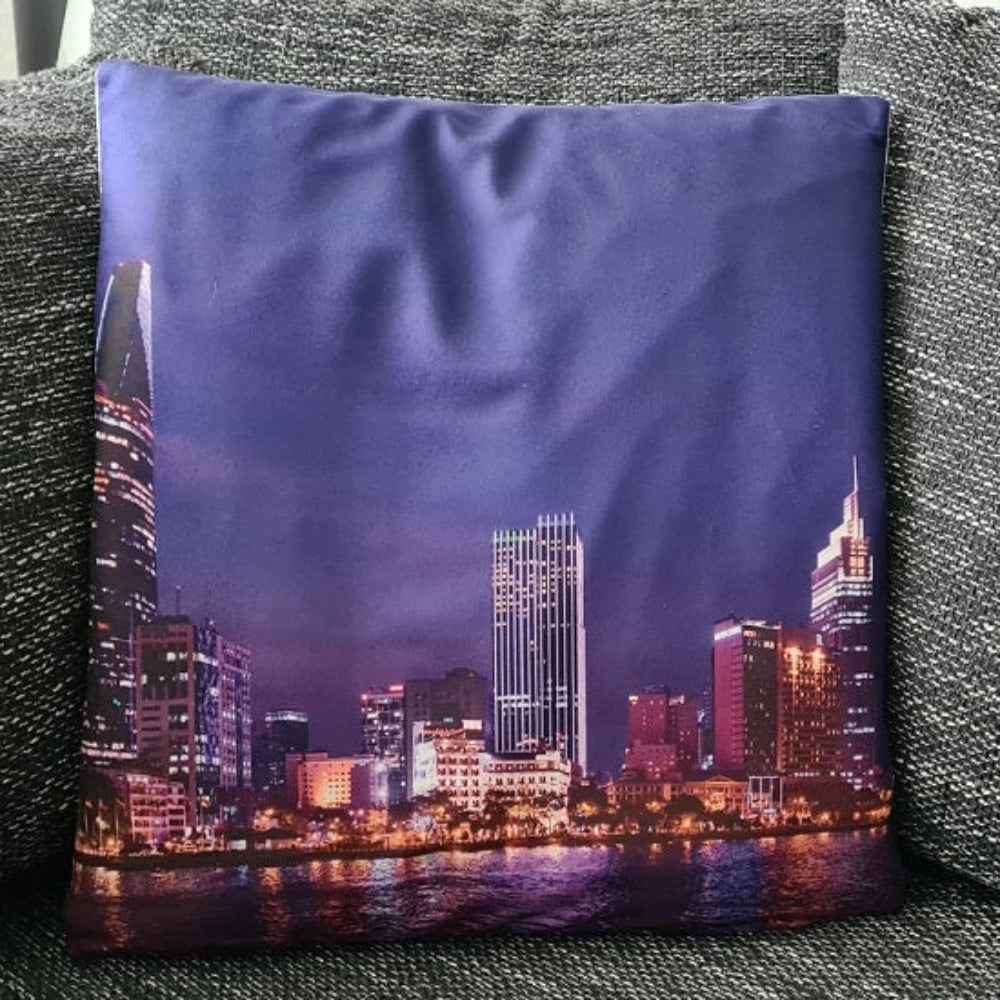 Kissenbezug Skyline bei Nacht  - 45cm x 45cm