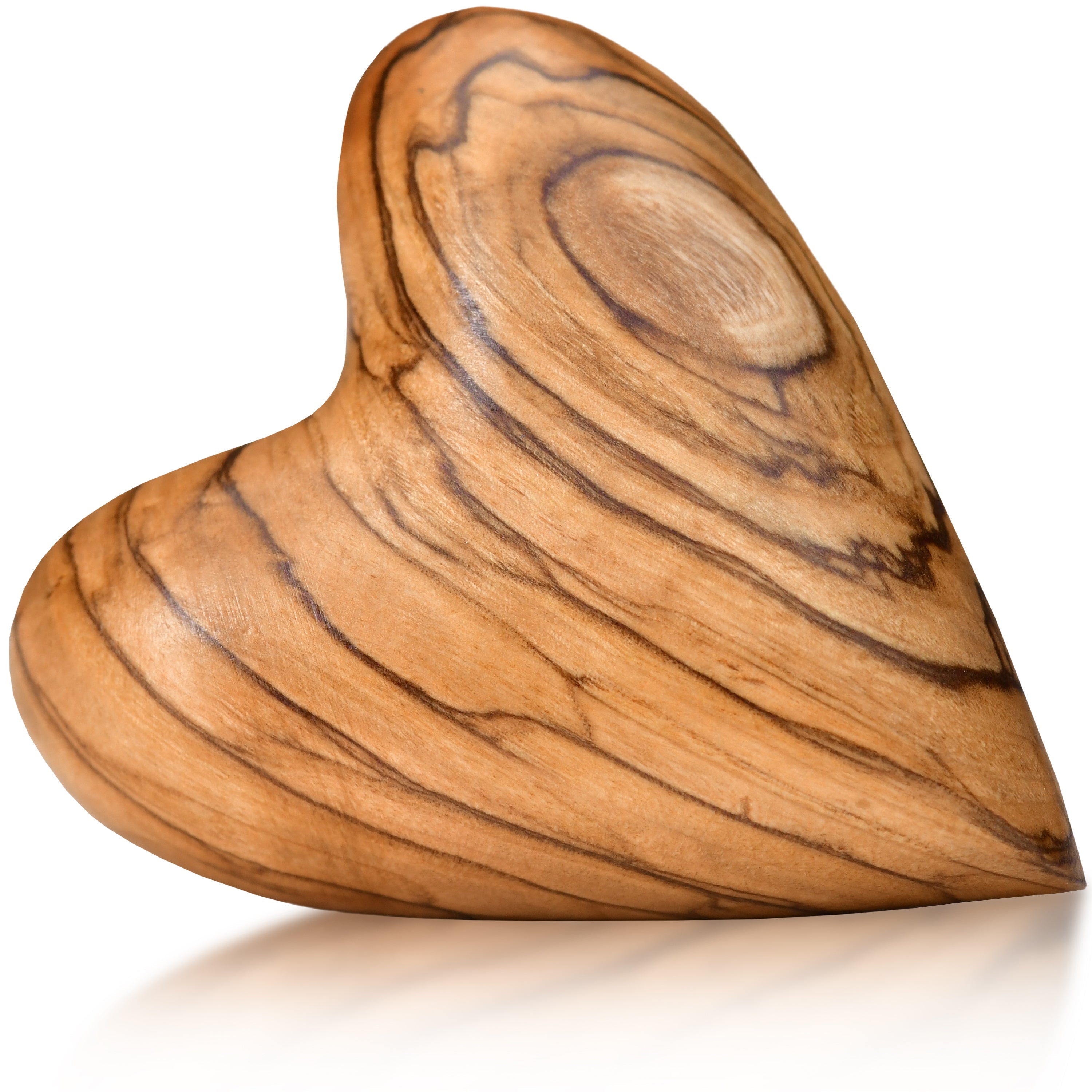 Zeus Olivenholz Herz Handschmeichler in natürlicher Farbe, Glücksbringer für besondere Anlässe