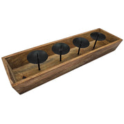 Kerzenhalter Kerzenständer Tablett Holz Mangoholz Advent Deko für 4 Kerzen 53 cm