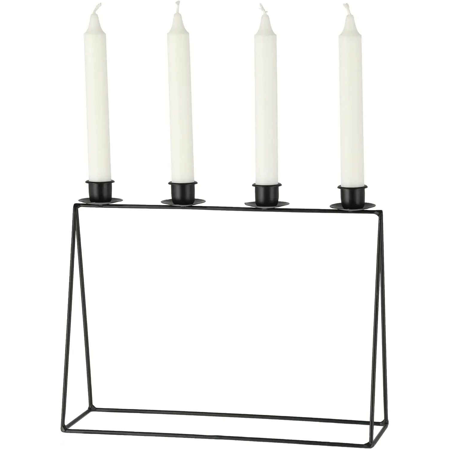 Kerzenhalter Metall schwarz für 4 Stabkerzen 32×10×25 cm | Miamonda