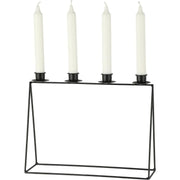 Kerzenhalter Metall schwarz für 4 Stabkerzen 32×10×25 cm | Miamonda