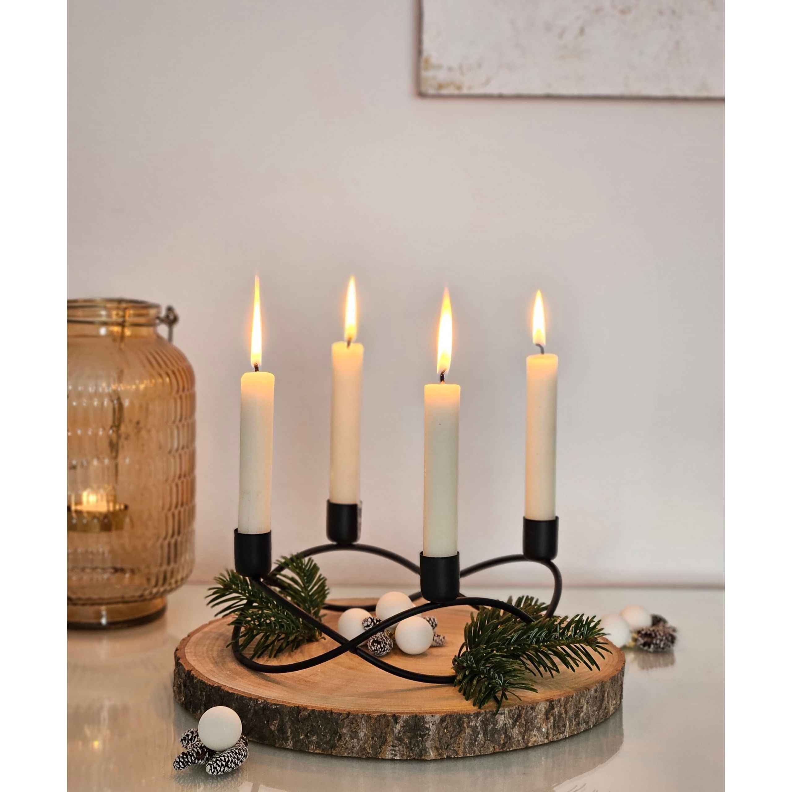 Kerzenständer schwarz Metall Kerzenleuchter Kerzenhalter Adventskranz Ø 21 cm