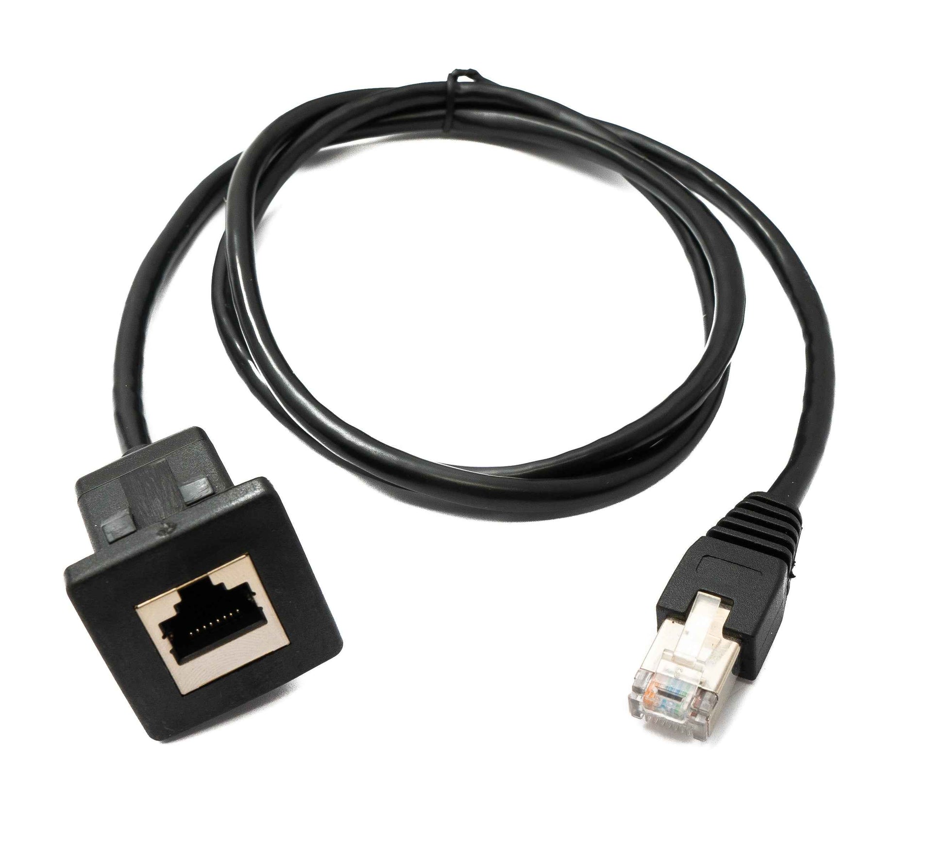 SYSTEM-S LAN Kabel 100 cm RJ45 Stecker zu Buchse Square Dash Panel Mount Cat6