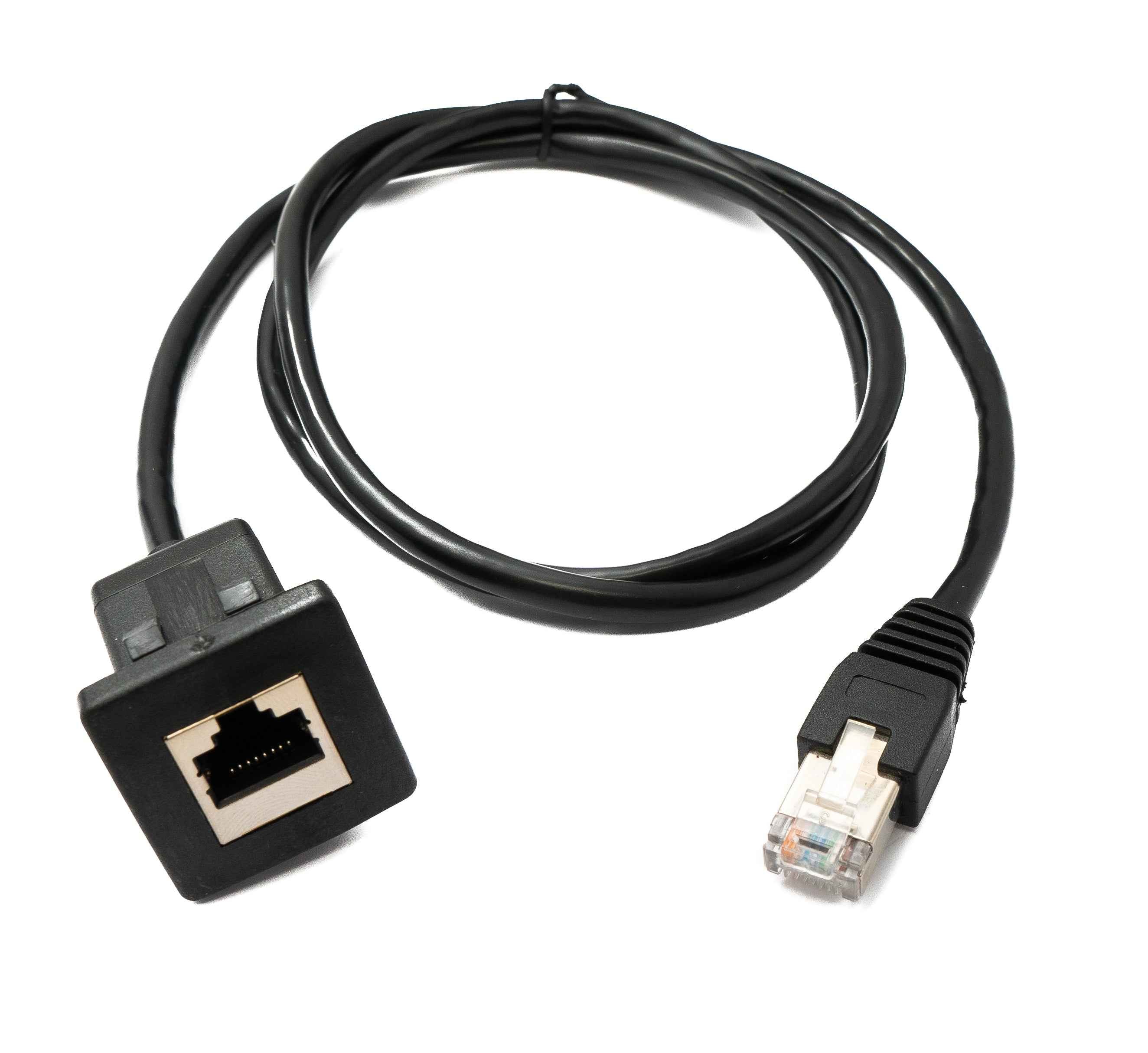 SYSTEM-S LAN Kabel 100 cm RJ45 Stecker zu Buchse Square Dash Panel Mount Cat6