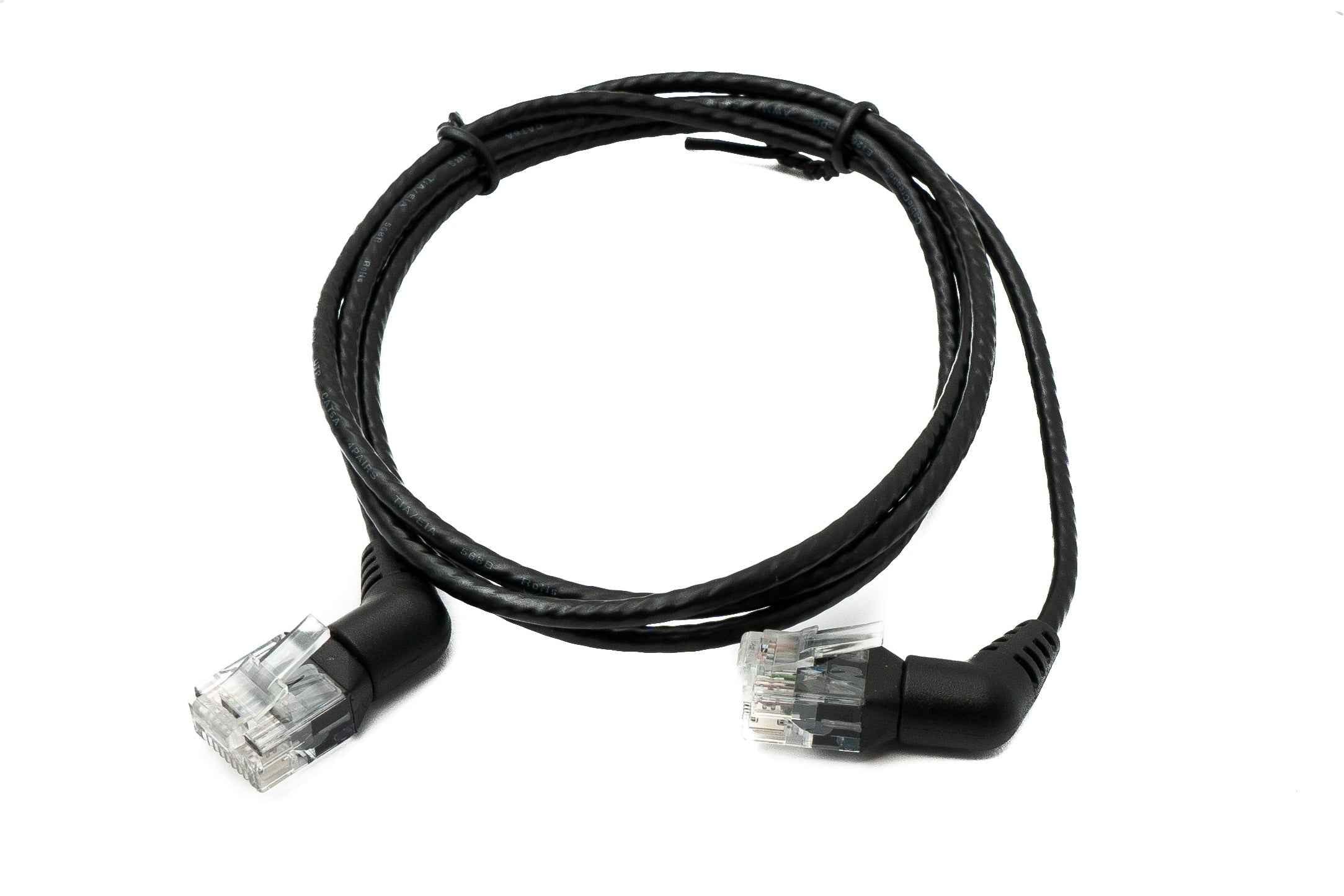 SYSTEM-S LAN Kabel 100 cm 8P8C RJ45 Stecker zu Stecker Winkel in Schwarz