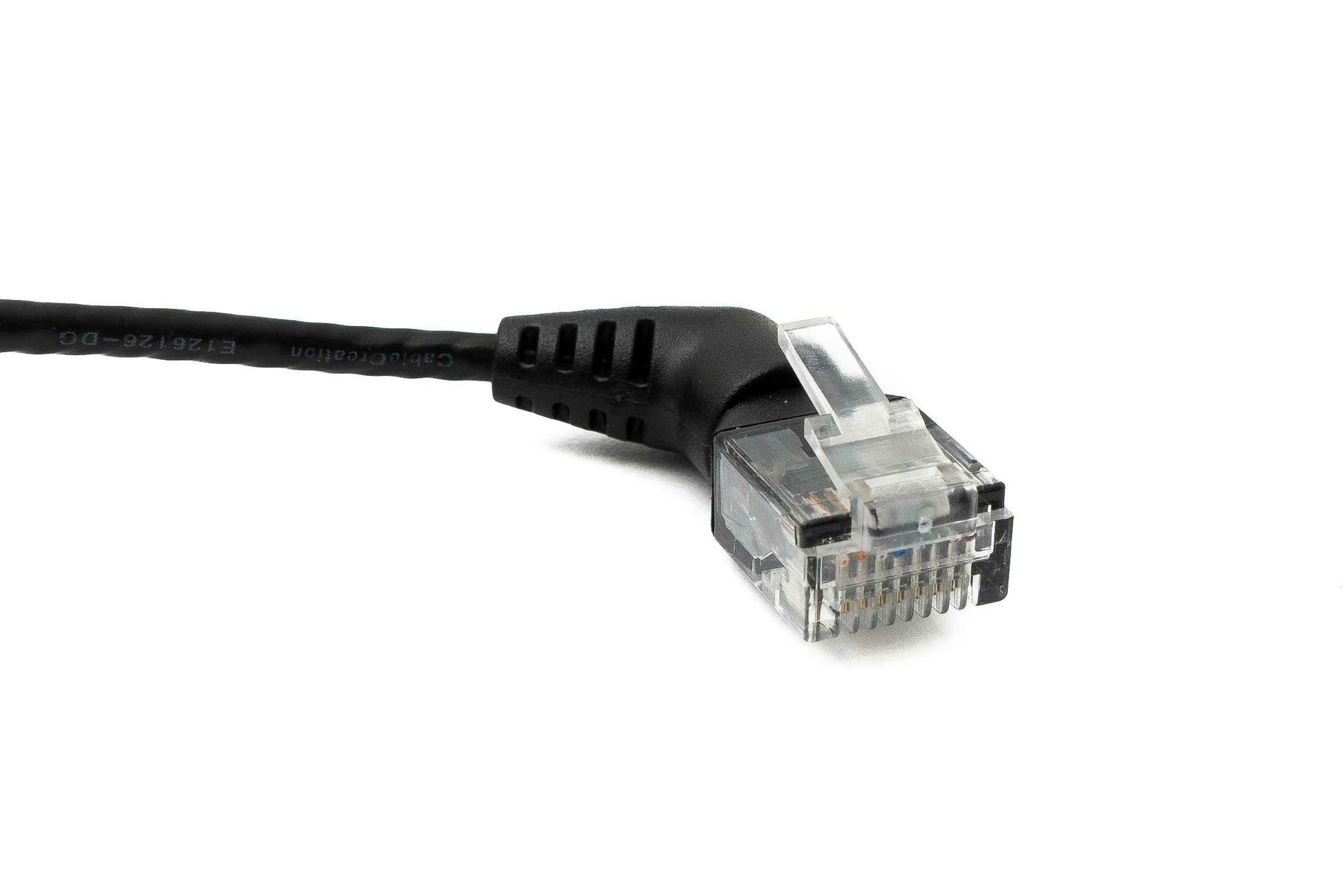 SYSTEM-S LAN Kabel 100 cm 8P8C RJ45 Stecker zu Stecker Winkel in Schwarz