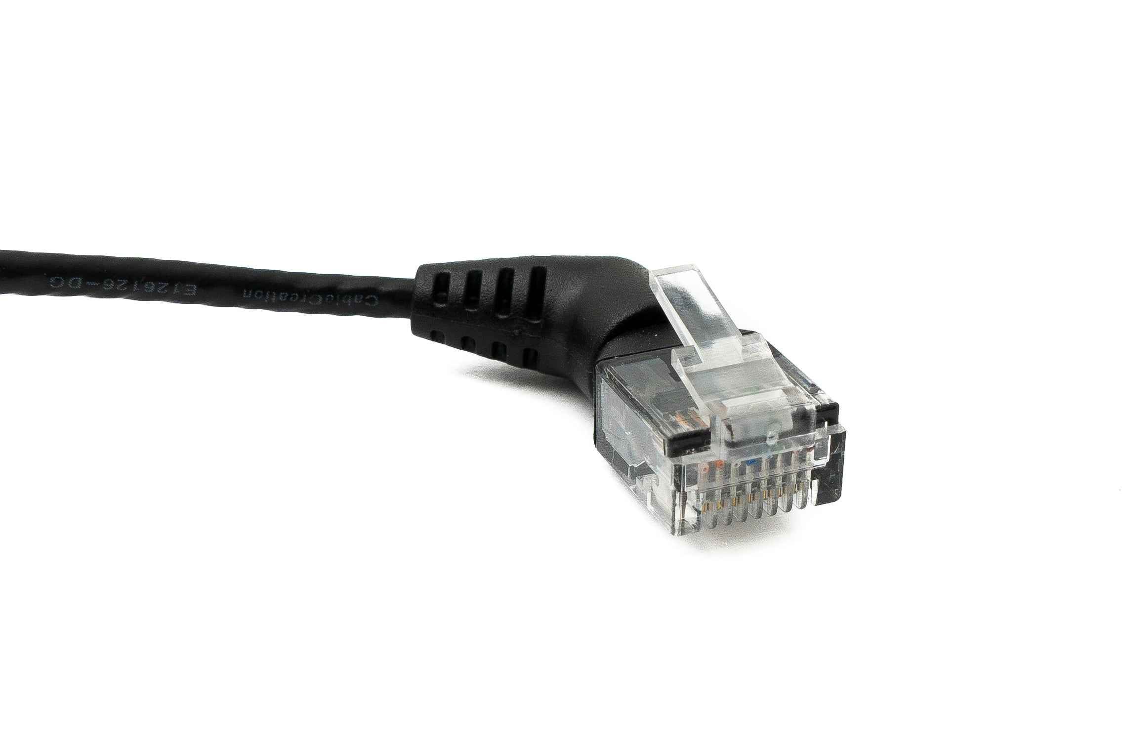 SYSTEM-S LAN Kabel 100 cm 8P8C RJ45 Stecker zu Stecker Winkel in Schwarz