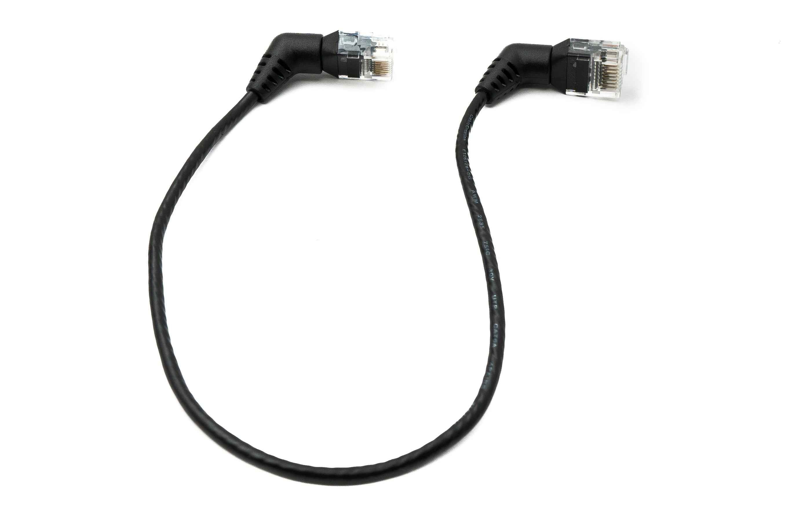 SYSTEM-S LAN Kabel 25 cm 8P8C RJ45 Stecker zu Stecker Winkel in Schwarz