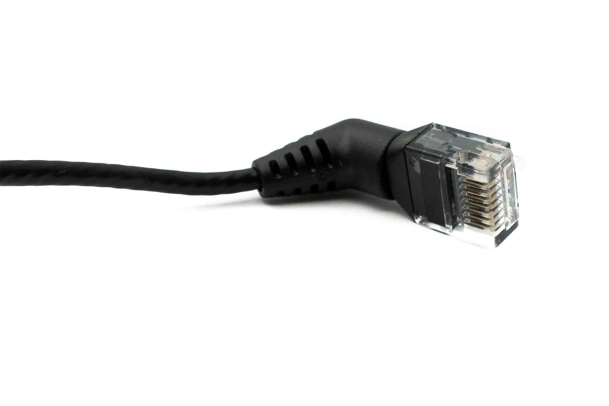SYSTEM-S LAN Kabel 25 cm 8P8C RJ45 Stecker zu Stecker Winkel in Schwarz
