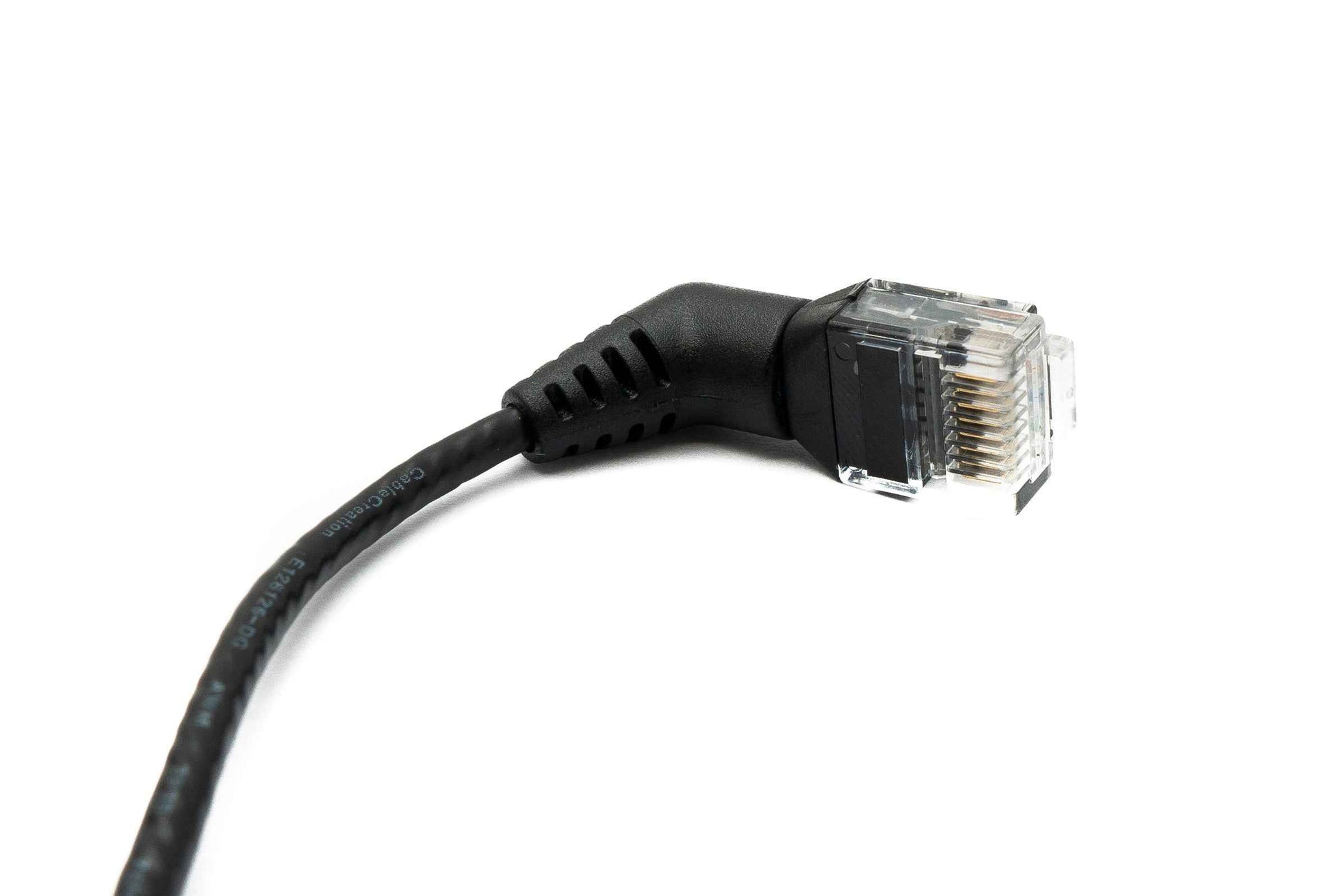 SYSTEM-S LAN Kabel 25 cm 8P8C RJ45 Stecker zu Stecker Winkel in Schwarz
