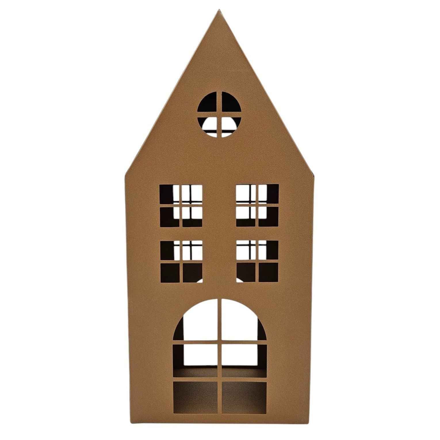 Laternenhaus Windlicht Kerzenhalter Rostoptik Haus Metall Deko Laterne 40 cm