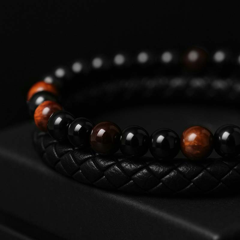Passion Armband aus rotem Tigerauge und Leder - Bild 4