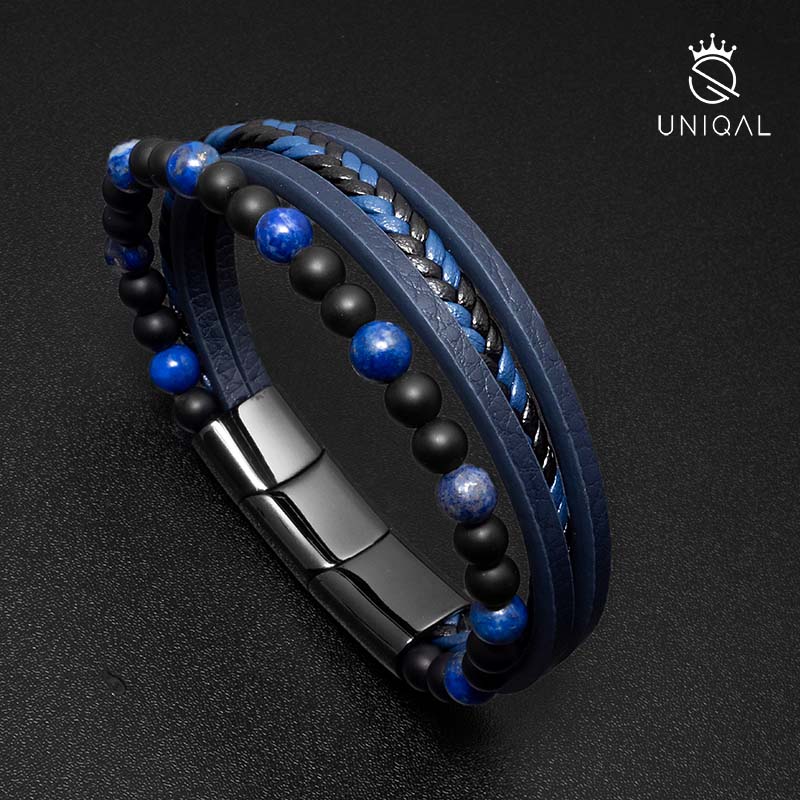 Fancy Armband aus Lapislazuli und Leder in Blau - Bild 2