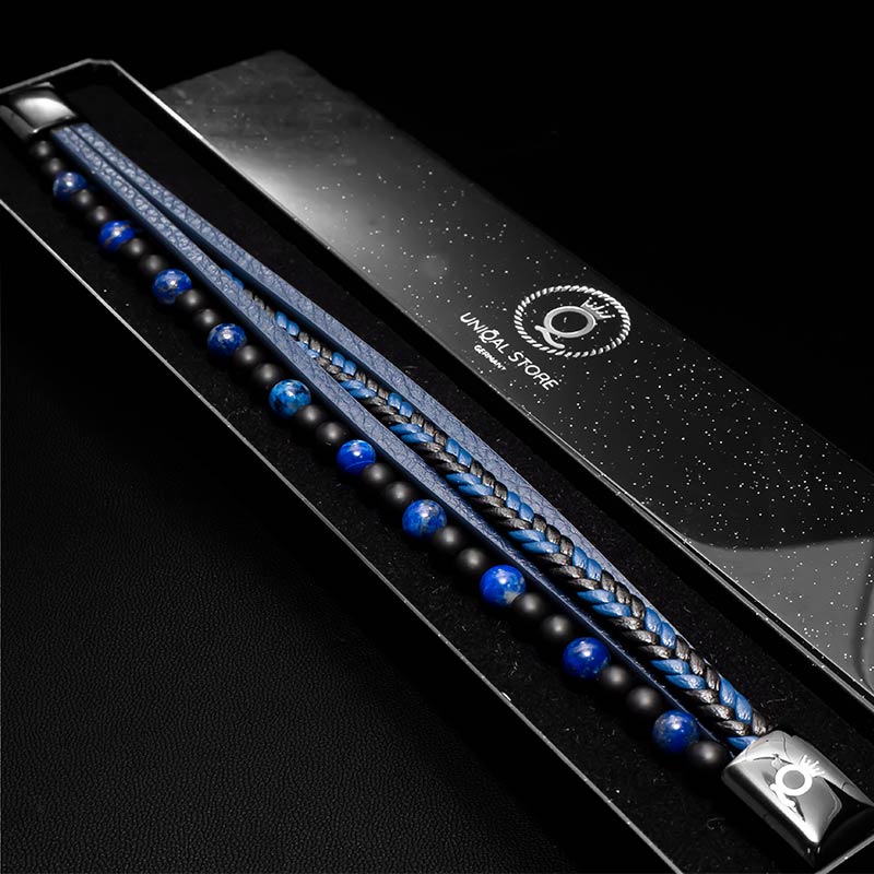 Fancy Armband aus Lapislazuli und Leder in Blau - Bild 5