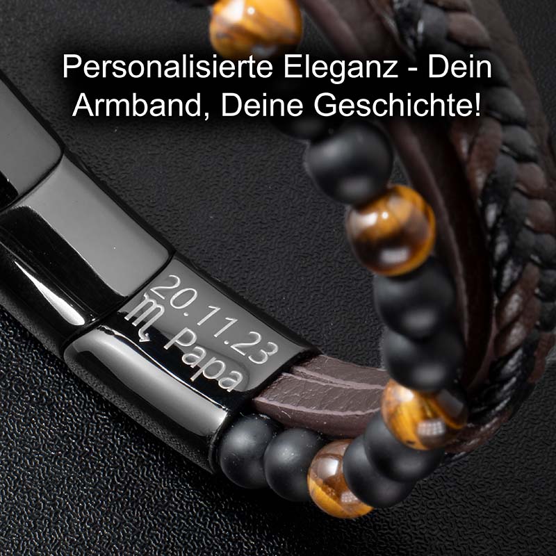 Leder Armband mit Tigerauge - Braun - Bild 5