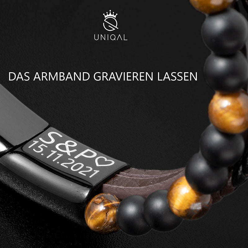 Leder Armband mit Tigerauge - Braun - Bild 4