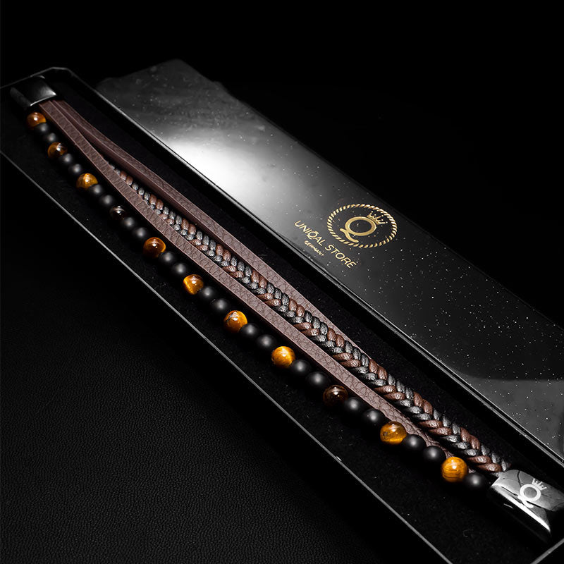 Leder Armband mit Tigerauge - Braun - Bild 7