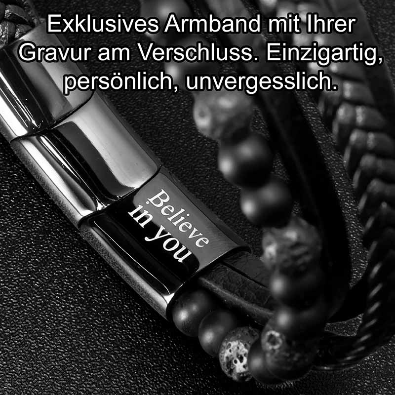 Lava Armband aus schwarzem Leder – Stilvolles Accessoire für jeden Anlass
