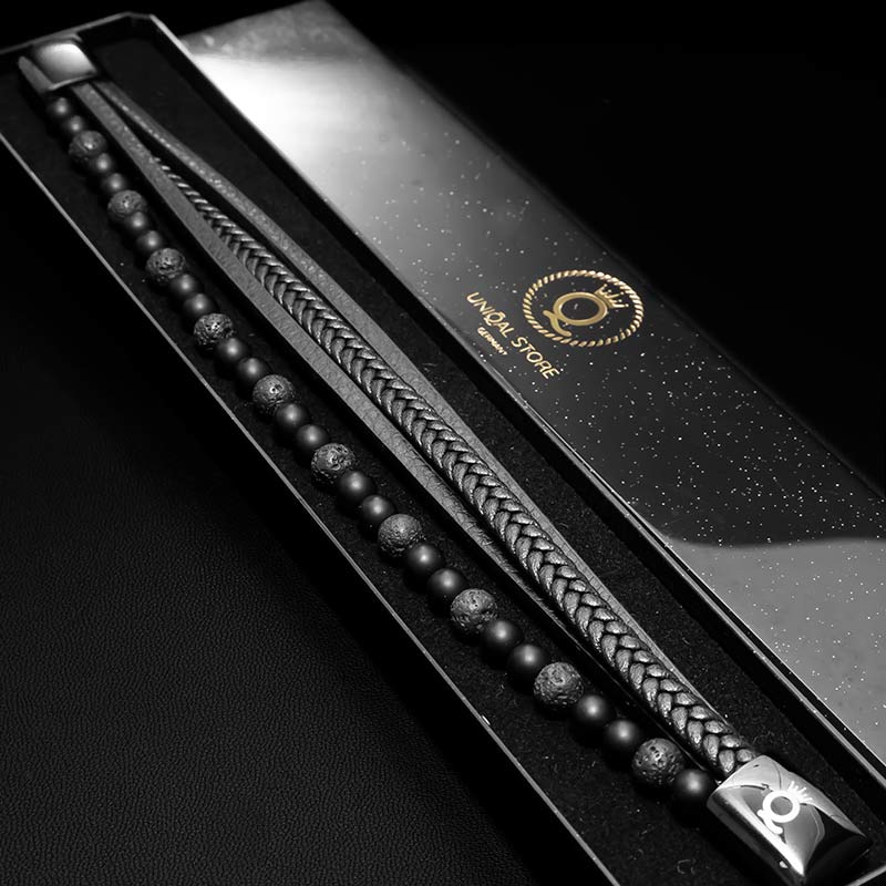 Lava Armband aus schwarzem Leder – Stilvolles Accessoire für jeden Anlass