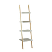 Leiterregal Bücherregal 4 Ablagen weiß braun 170 cm | Miamonda