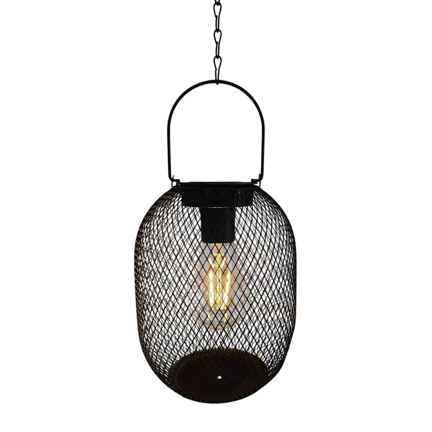 Solarleuchte Hängeleuchte Metall schwarz LED warmweiß 14x14x64 cm | Miamonda