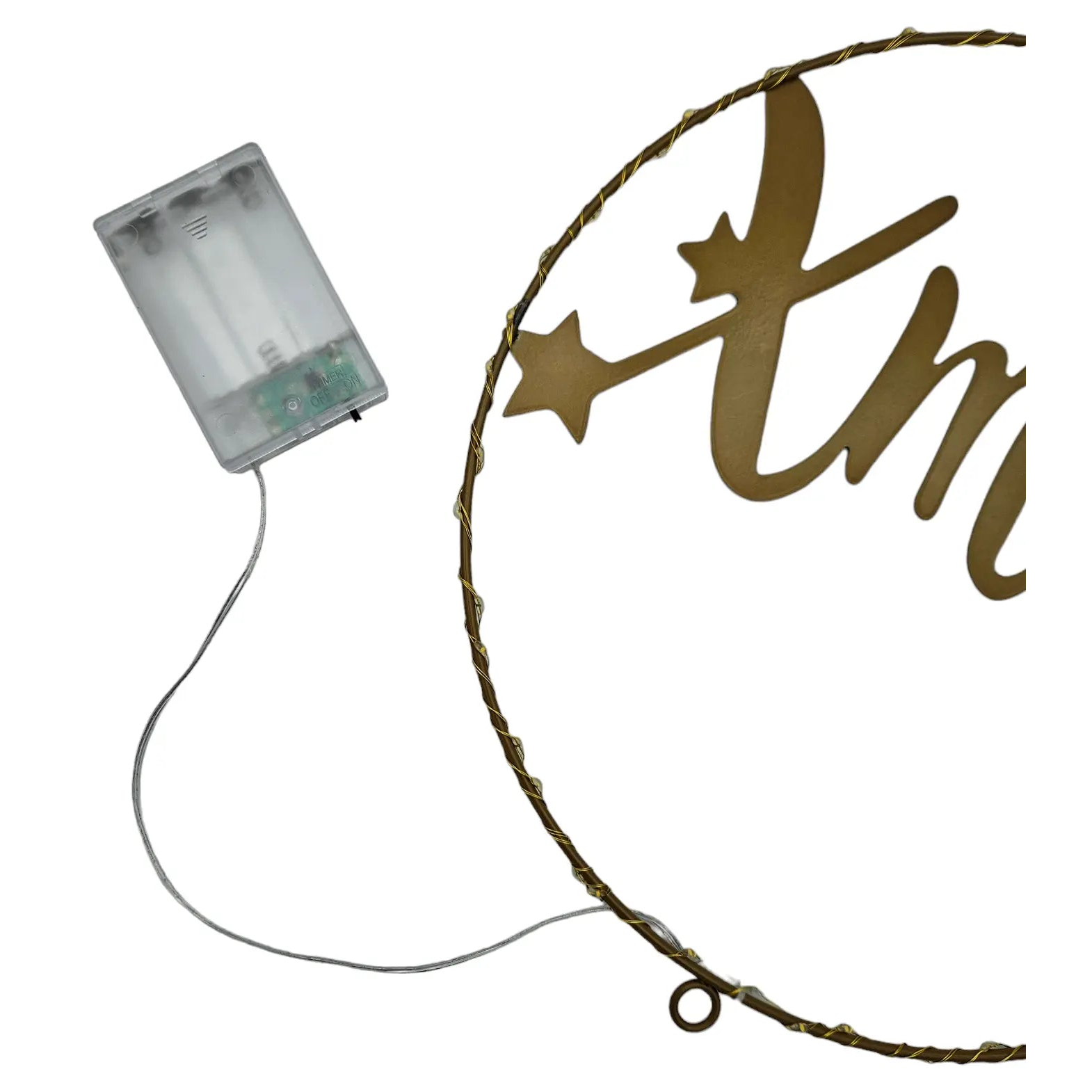 Lichterkranz LED warmweiß Metall gold Ø 30 cm Timer | Miamonda