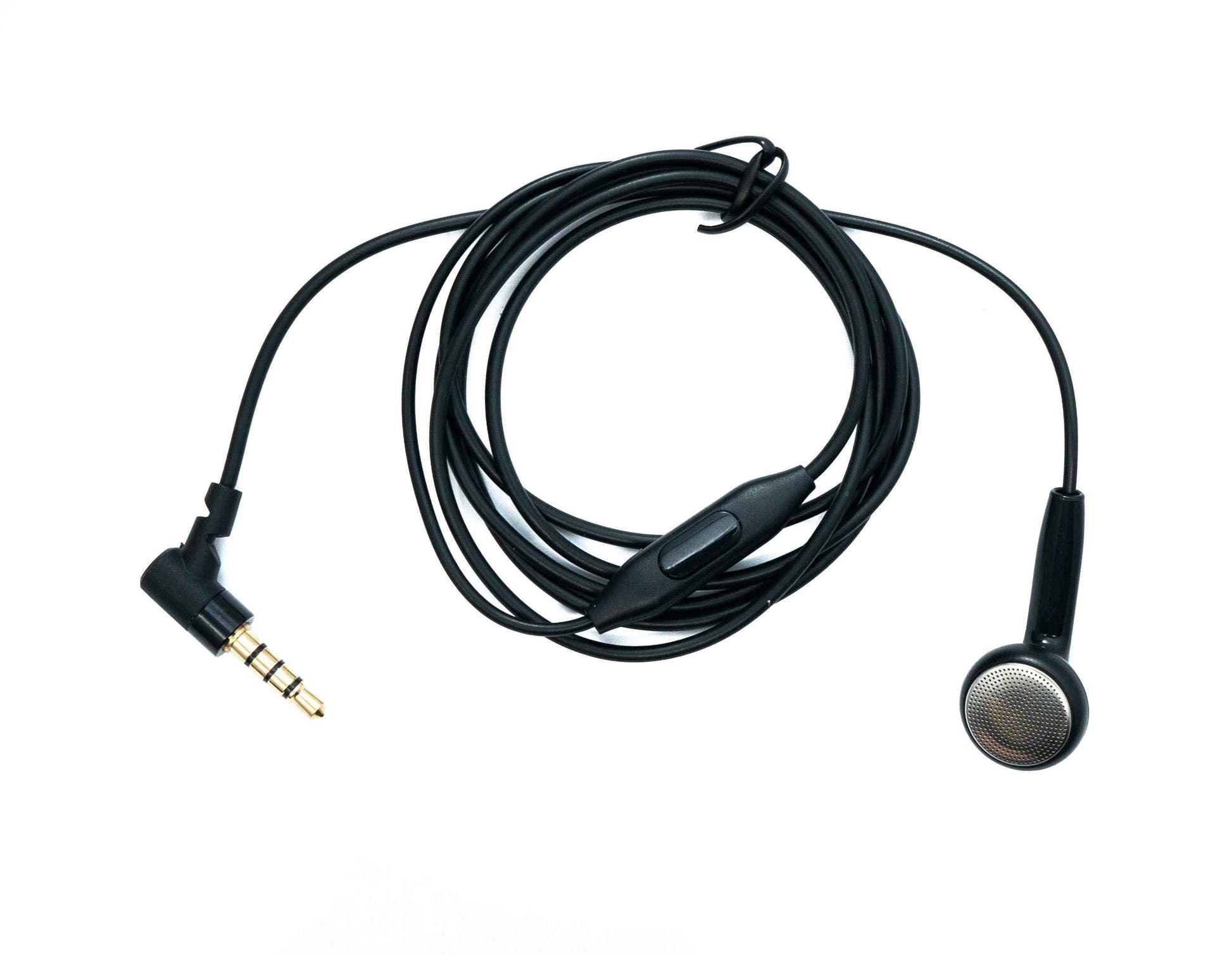 SYSTEM-S Mono In Ear Kopfhörer 120 cm AUX Klinke TRRS 3,5 mm Stecker Winkel Mikrofon