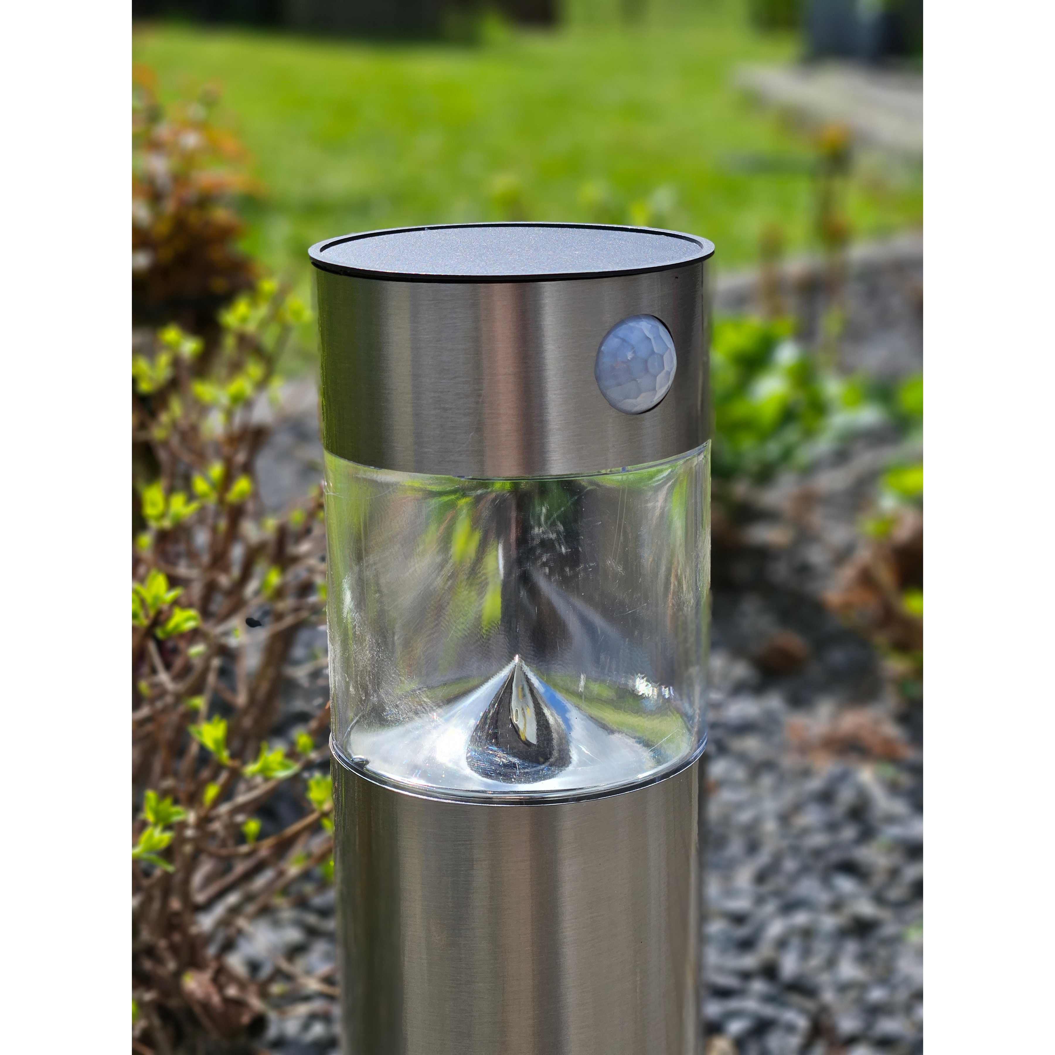Solarleuchte Außen Edelstahl silber 50 cm LED Bewegungsmelder | Miamonda