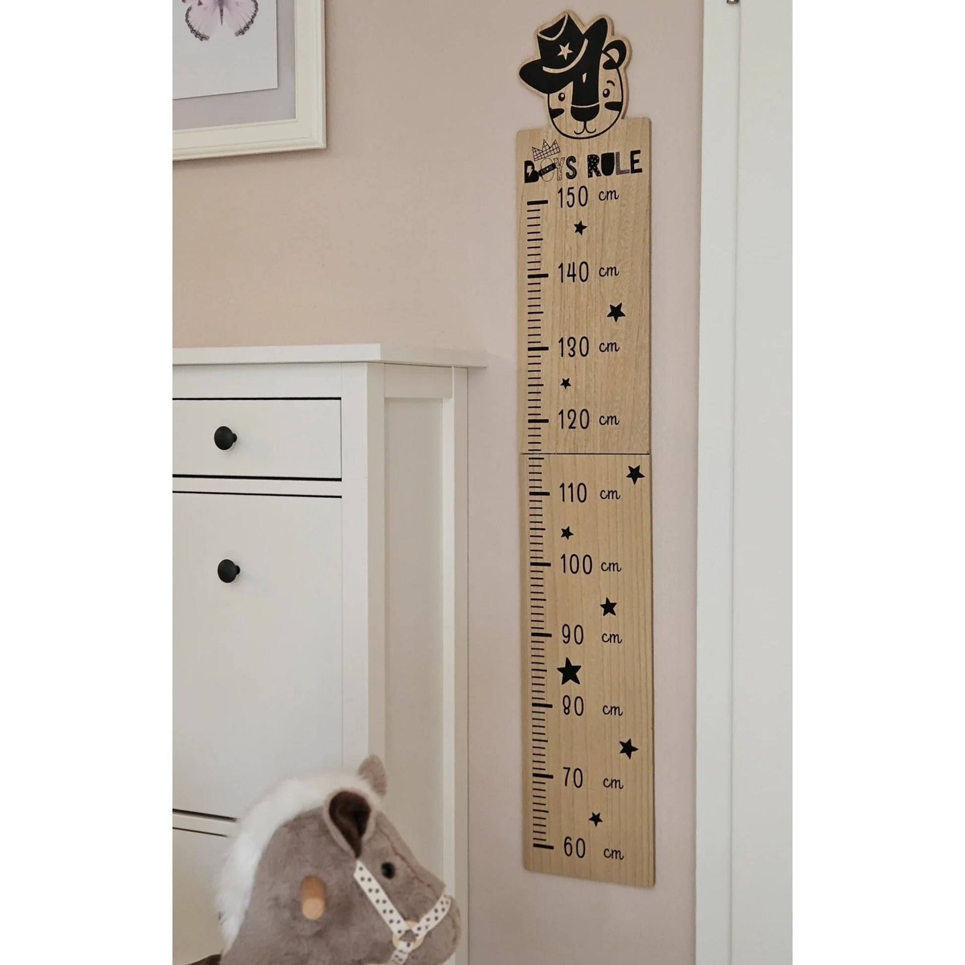 PandaBär Messlatte, fröhliches Design für Kinderzimmer, Holz, 60-150 cm