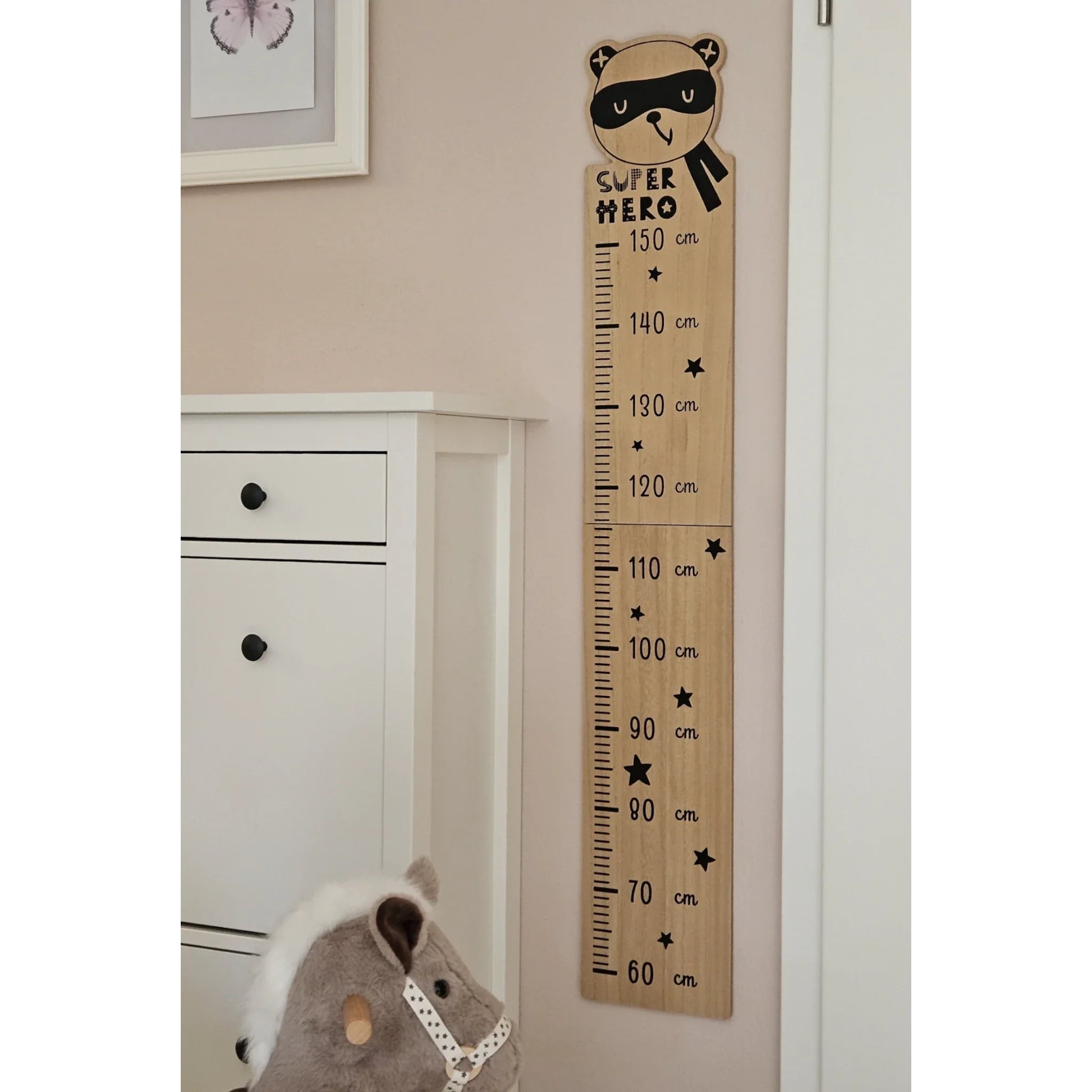 PandaBär Messlatte, Holz, für Jungen und Mädchen, 60-150 cm