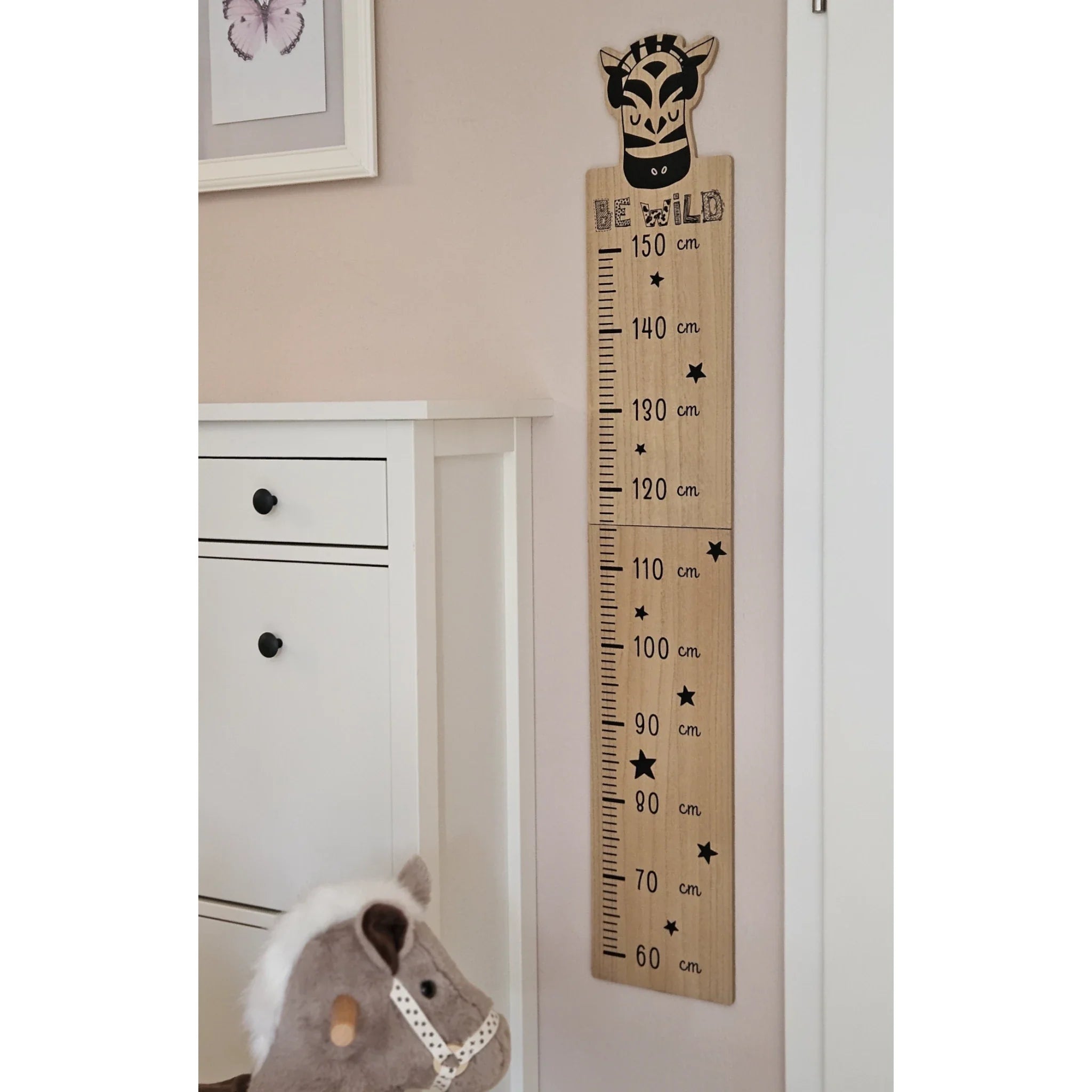 PandaBär Messlatte, ideal für Jungen und Mädchen, aus stabilem Holz