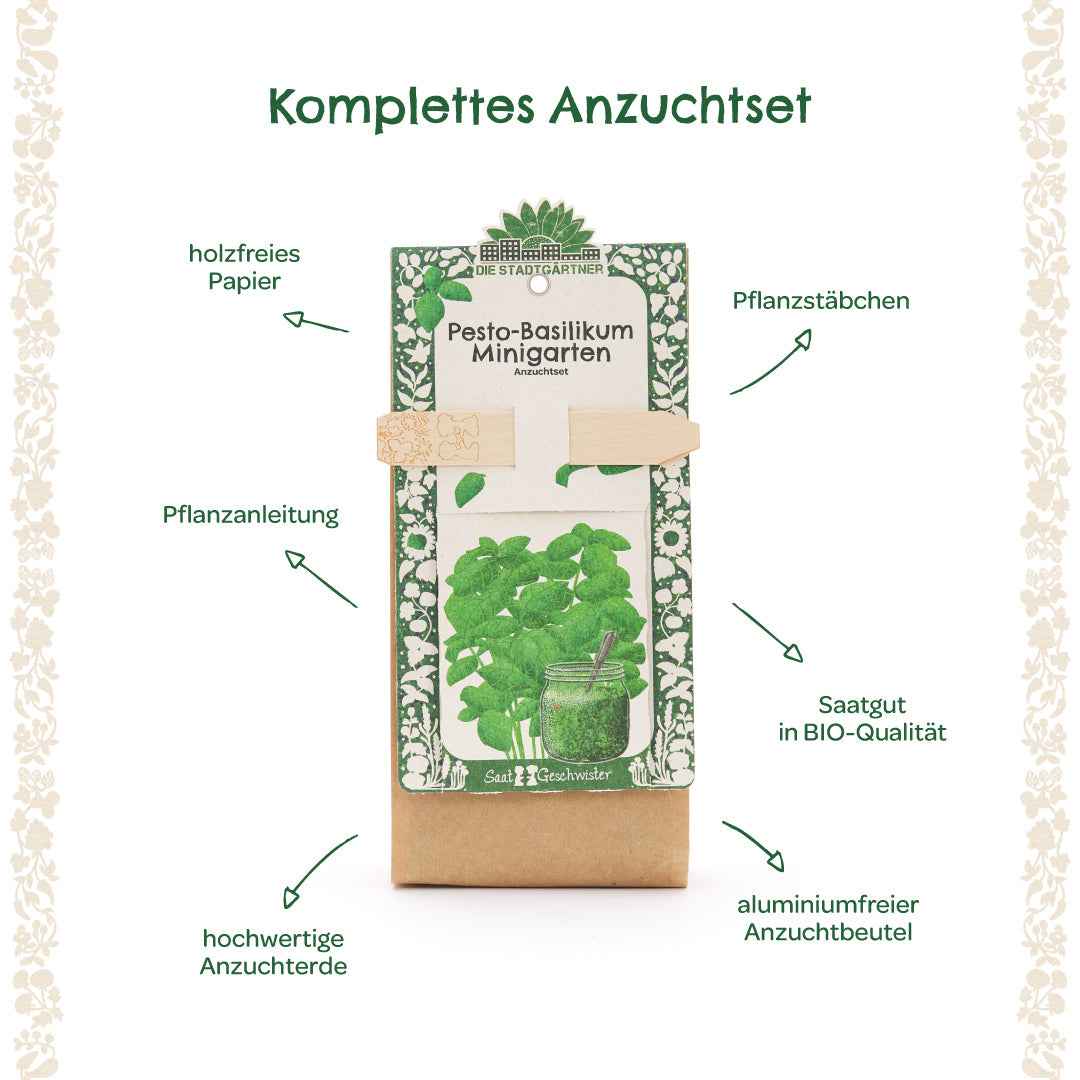 Anzuchtset – Minigarten BIO-Basilikum