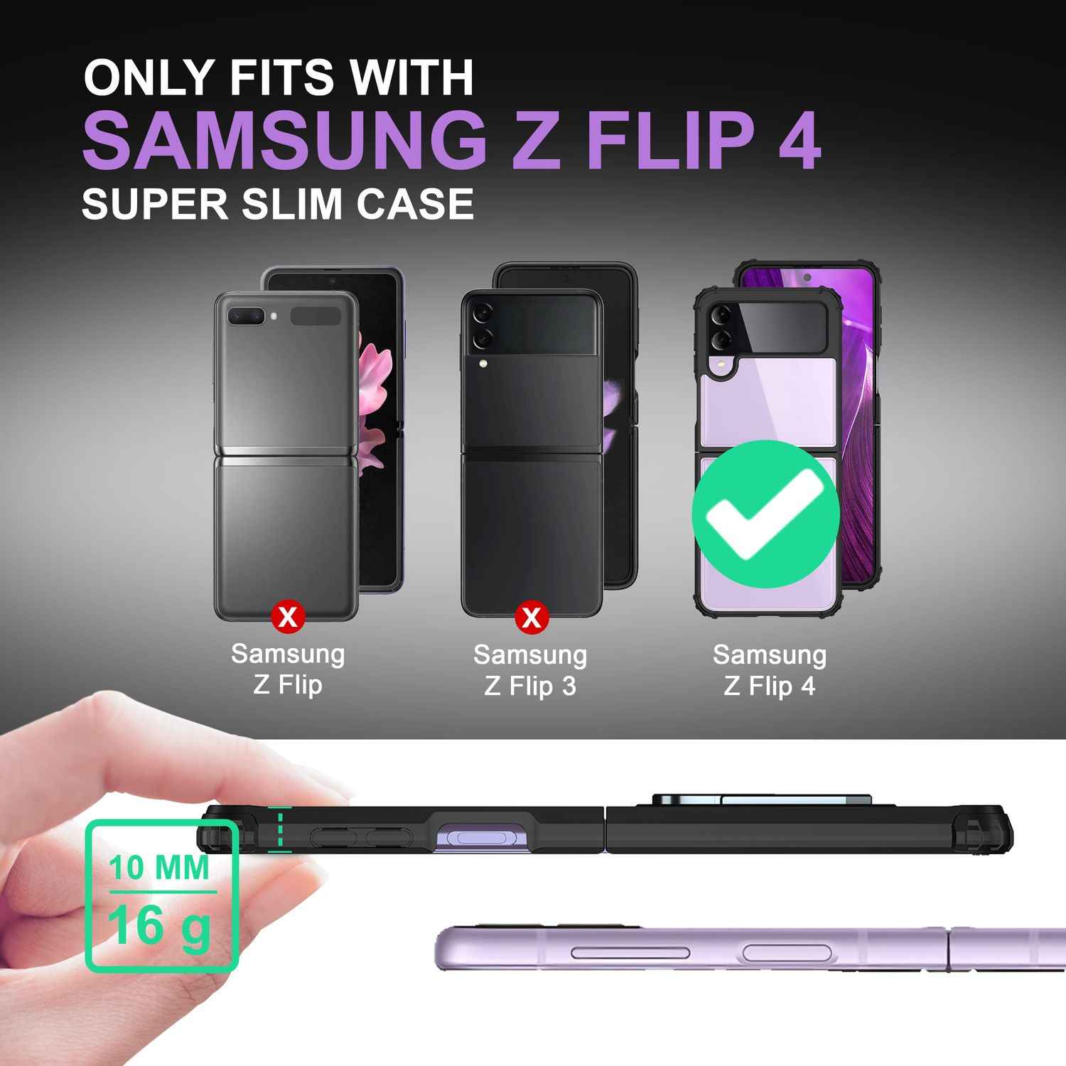 Ringhülle für Samsung Galaxy Z Flip4, Klar Kratzfest Schutzrahmen 360 Ring Hülle
