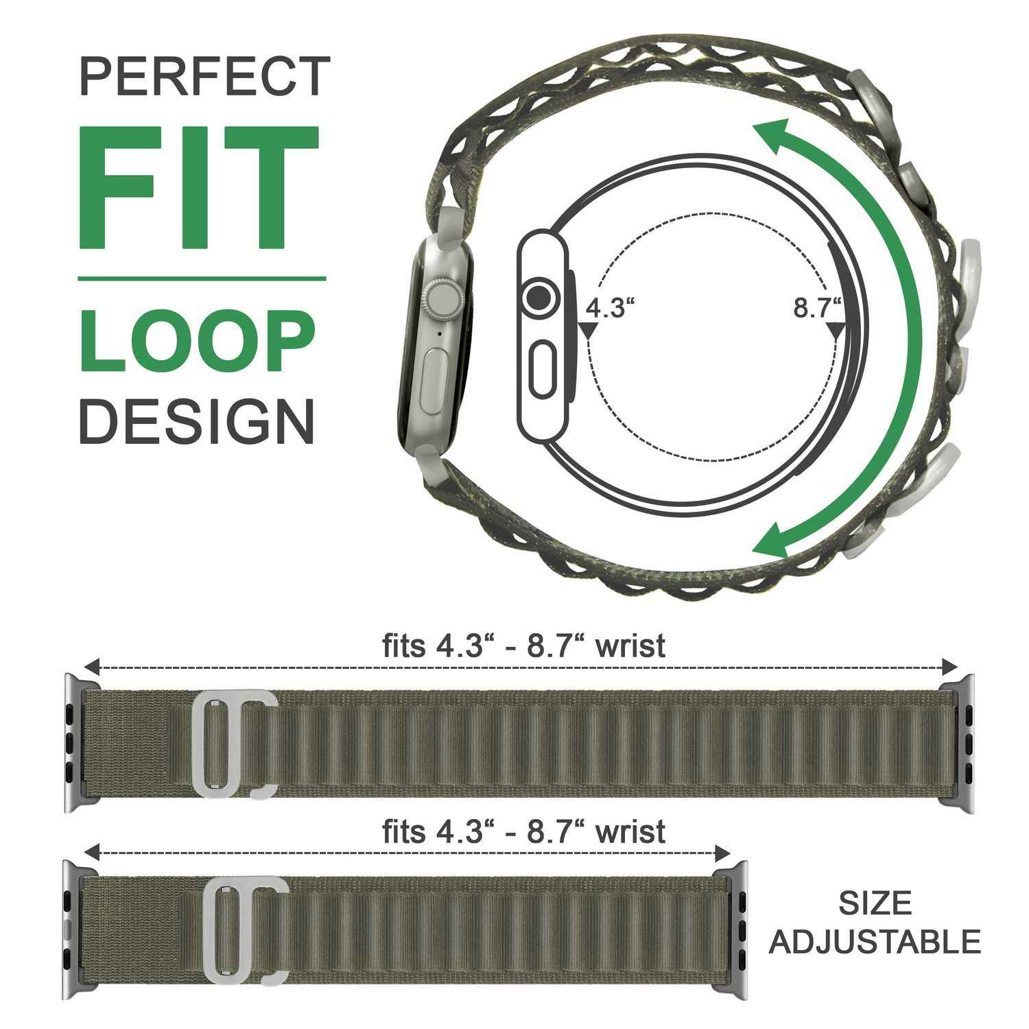 Alpine Armband für Apple Watch SE/8/7/6/5/4/3/2/1, 38 40 41mm